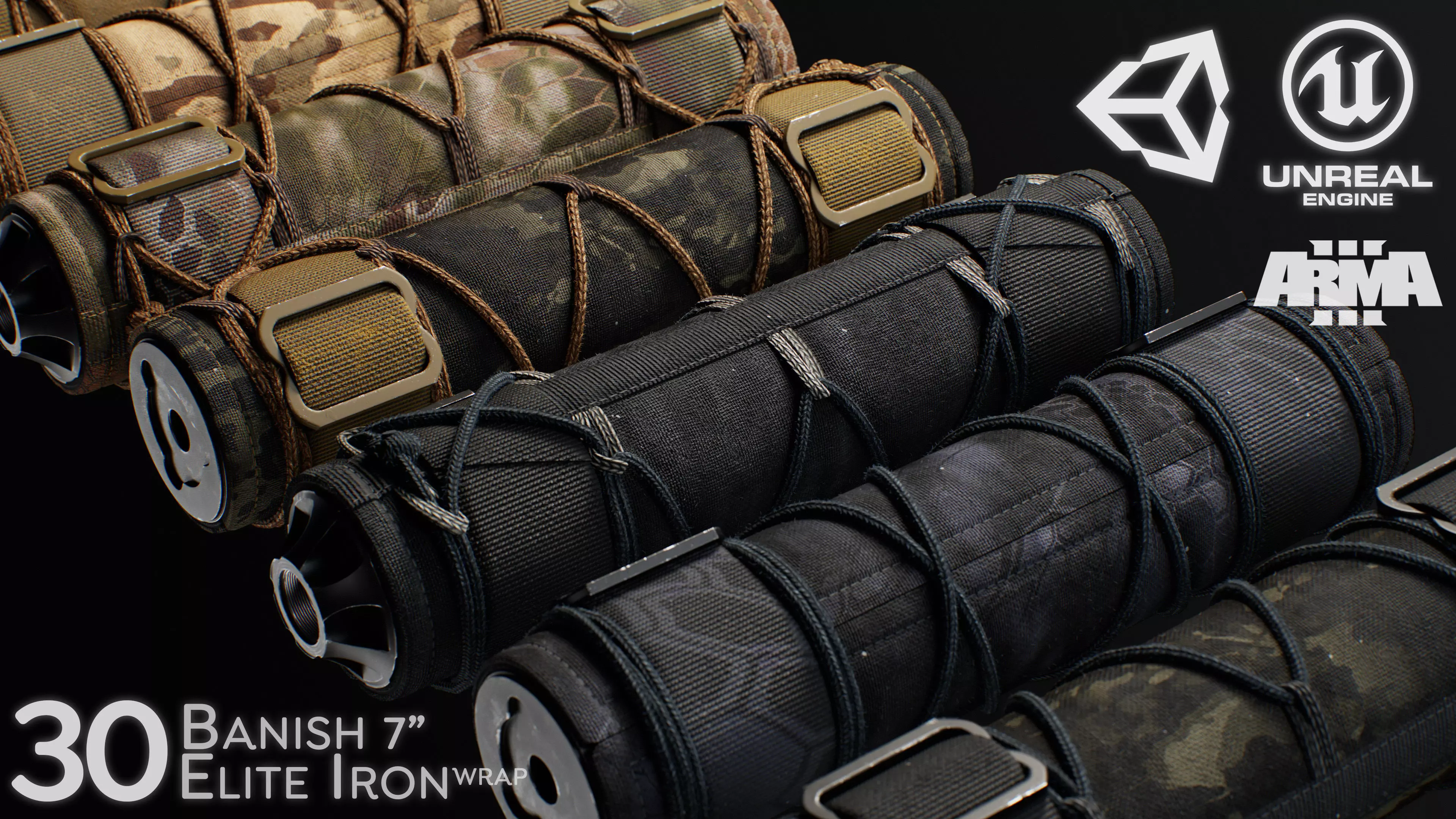 Banish 30 Suppressor Wrapped PBR Game Ready - Silencer Low-poly 3D model_0