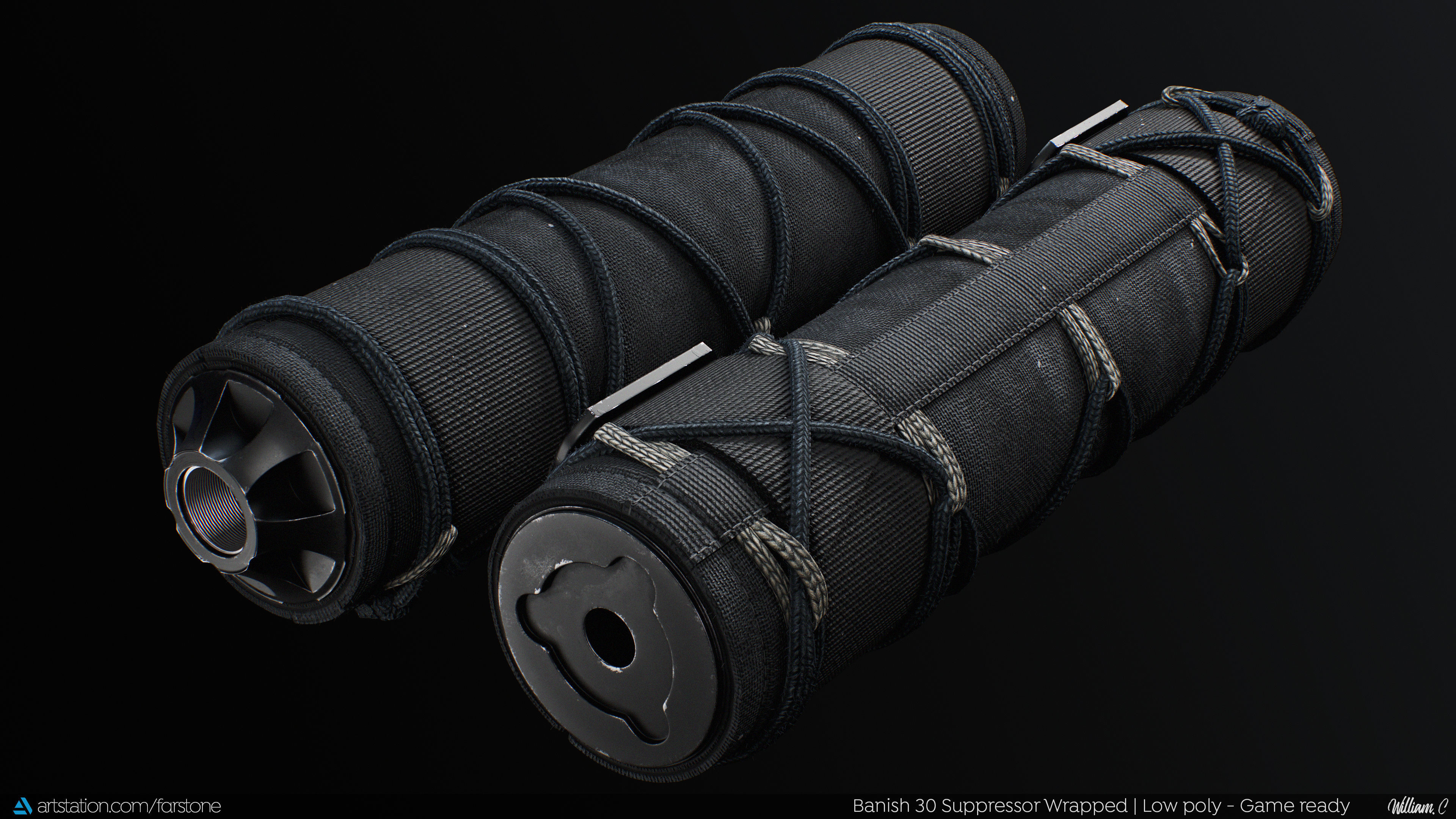 Banish 30 Suppressor Wrapped PBR Game Ready - Silencer Low-poly 3D model_2