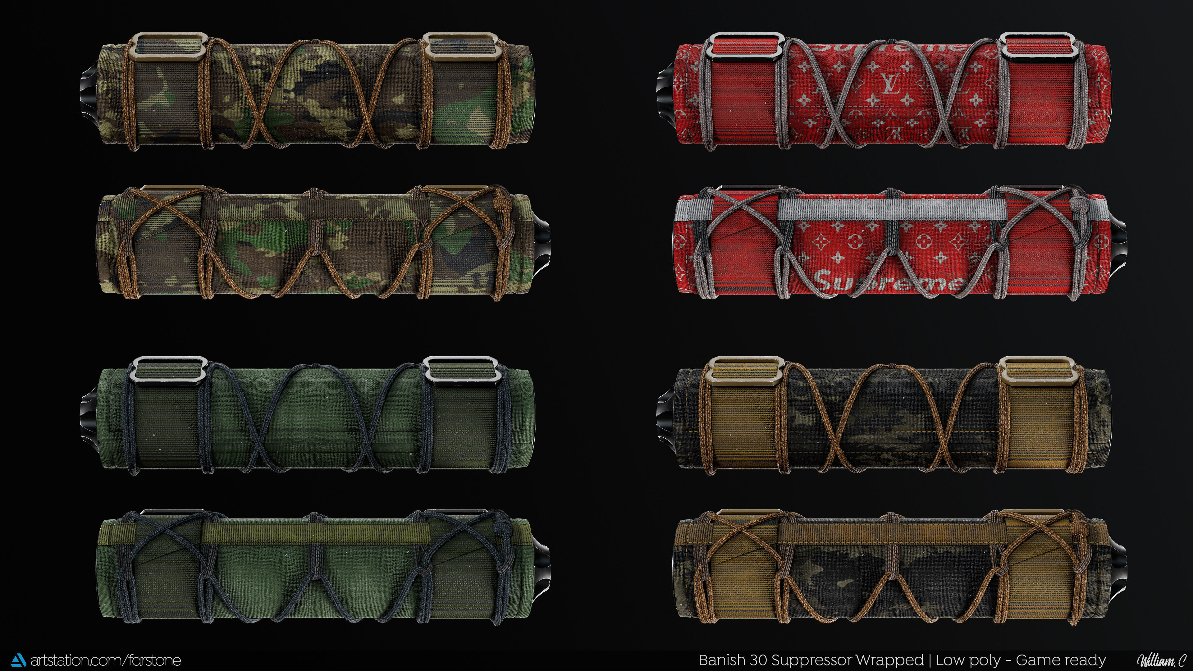 Banish 30 Suppressor Wrapped PBR Game Ready - Silencer Low-poly 3D model_8