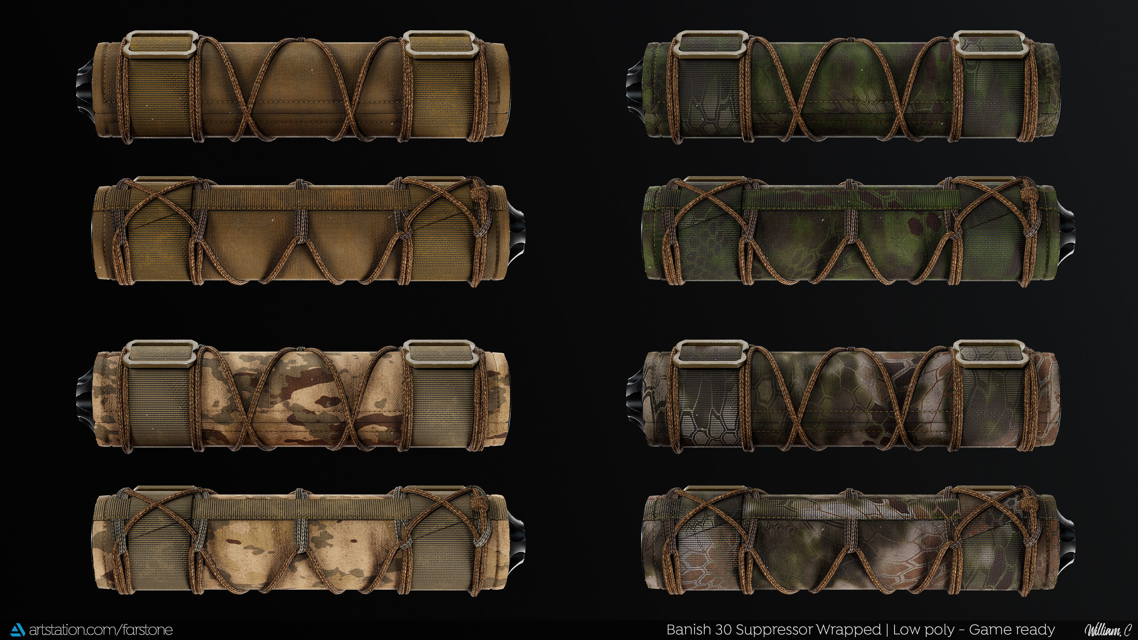 Banish 30 Suppressor Wrapped PBR Game Ready - Silencer Low-poly 3D model_7