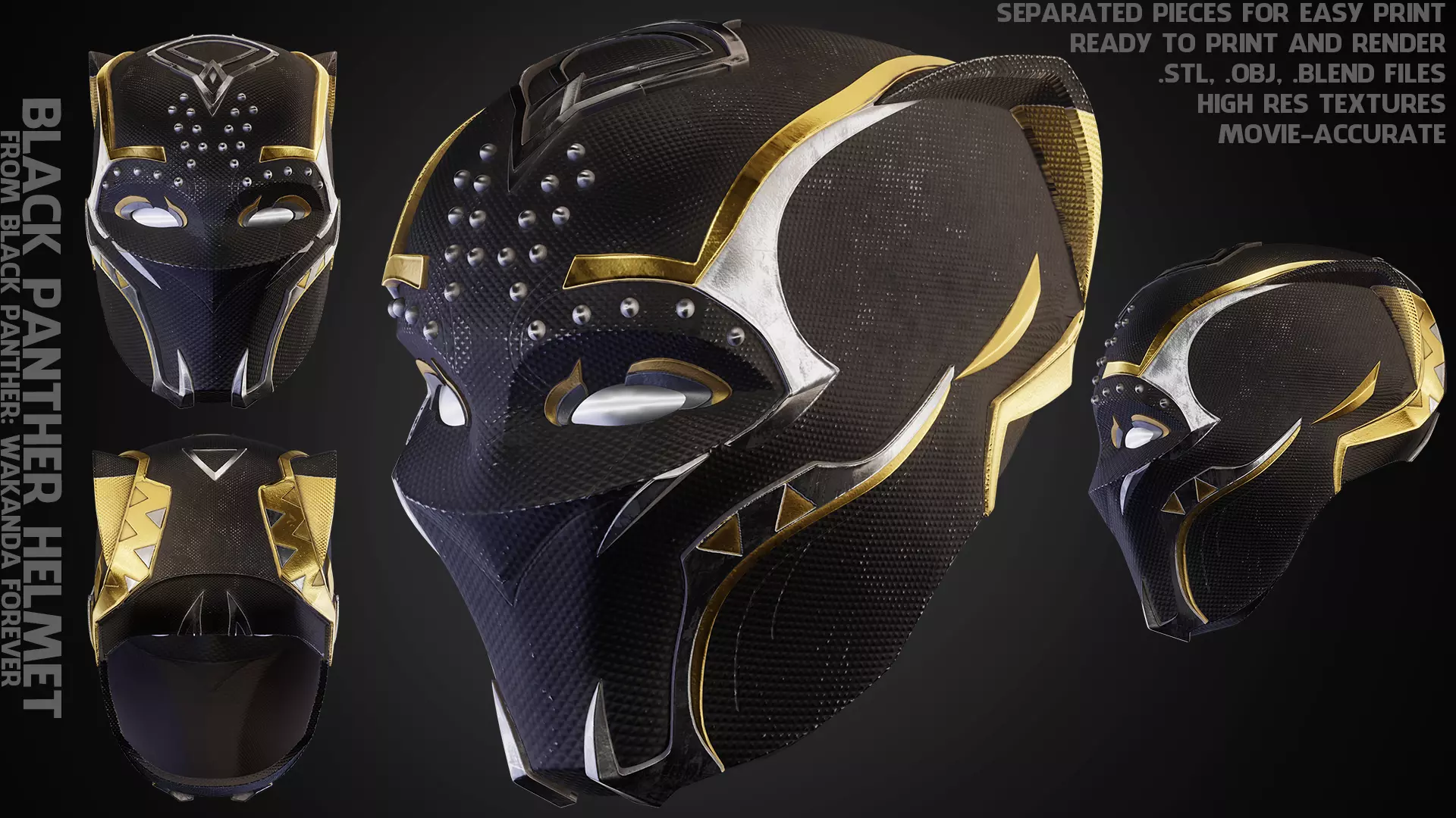 Black Panther Shuri Helmet for Cosplay 3D print model_0