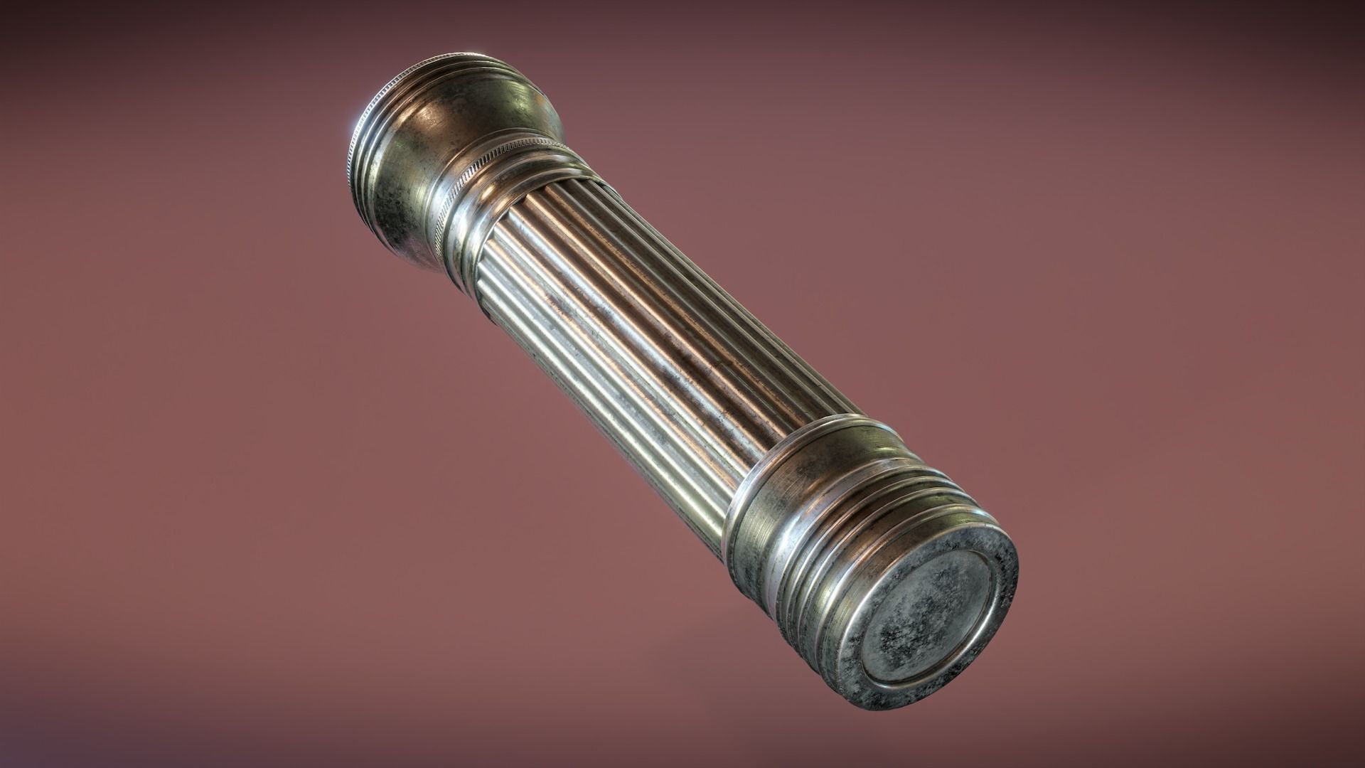 Vintage Flashlight Low-poly 3D model_3