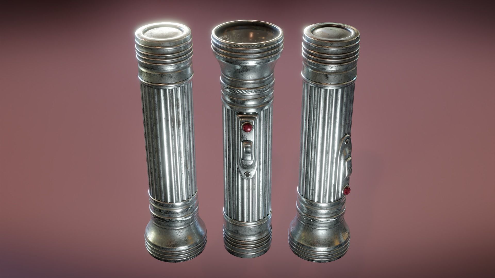 Vintage Flashlight Low-poly 3D model_5