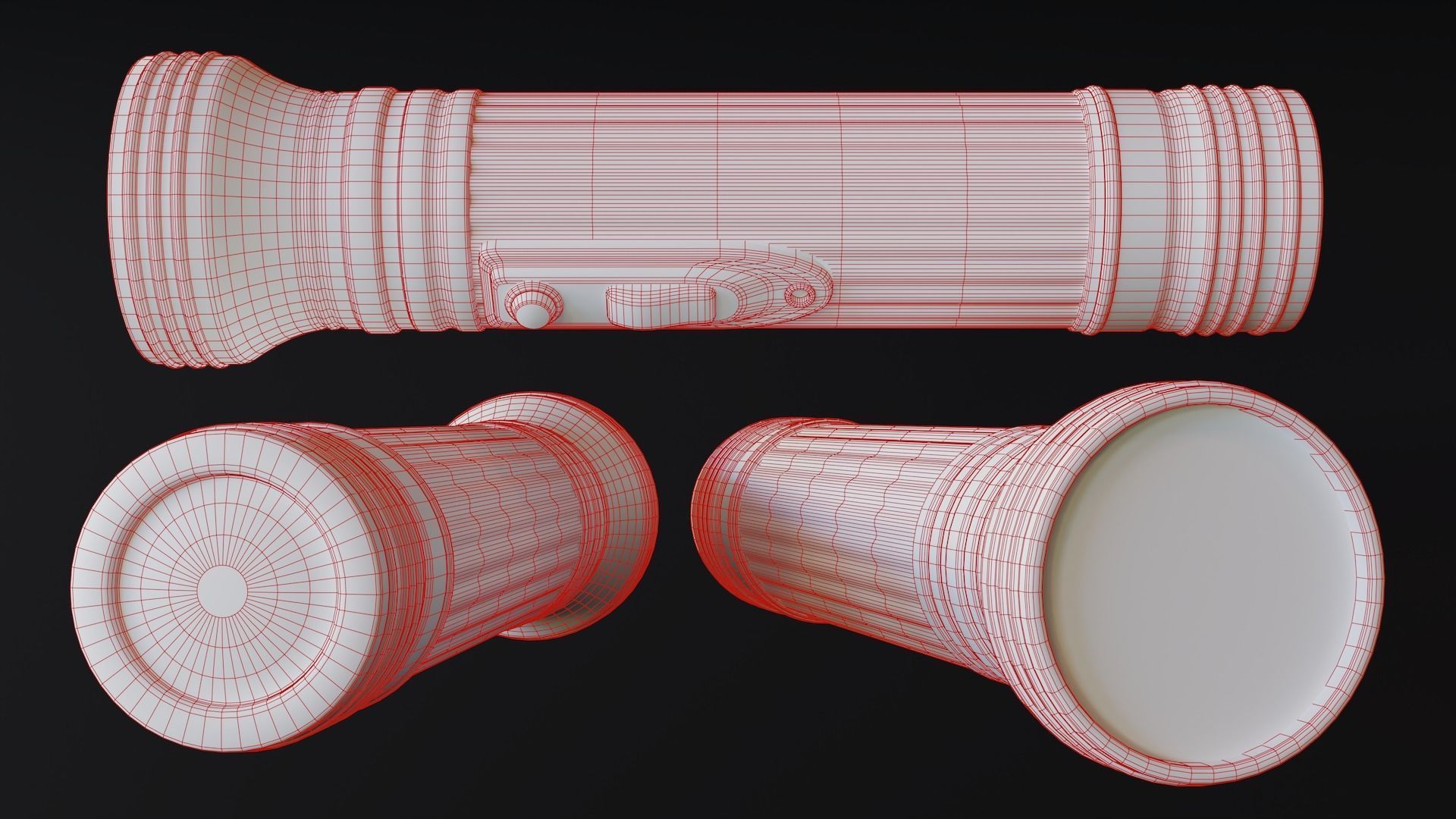 Vintage Flashlight Low-poly 3D model_6