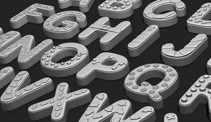 Alphabet A-Z with Christmas Theme -  Letters - Cartoon - Design 3D print model