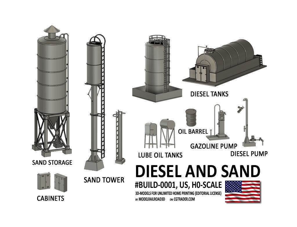 BUILD-0001 Diesel and Sand set H0-scale US 3D print model_0