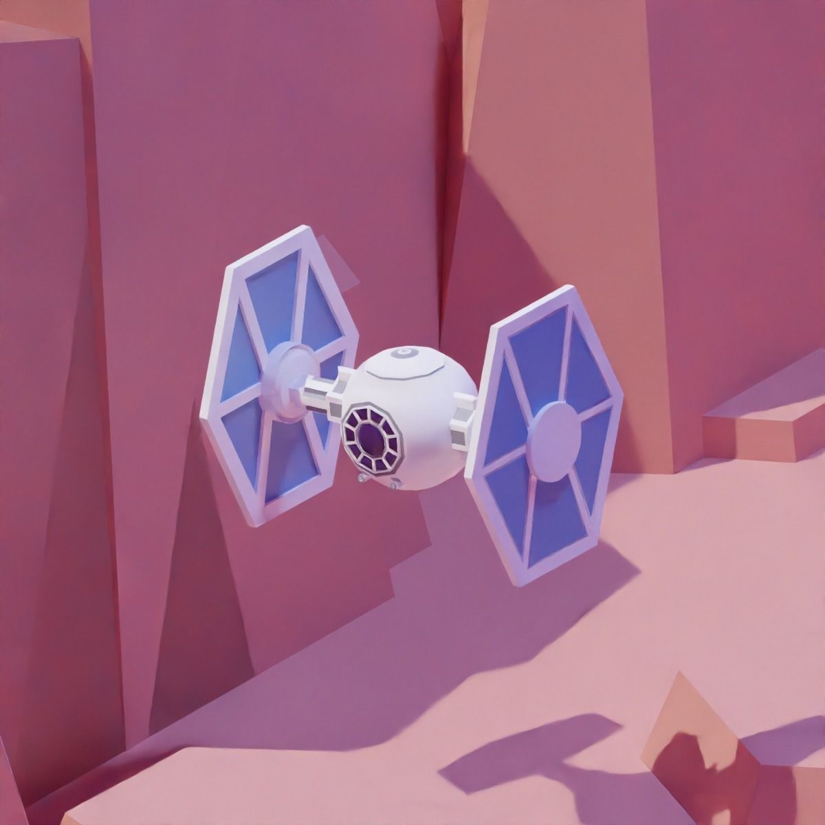Tie Fighter Low-poly 3D model_3
