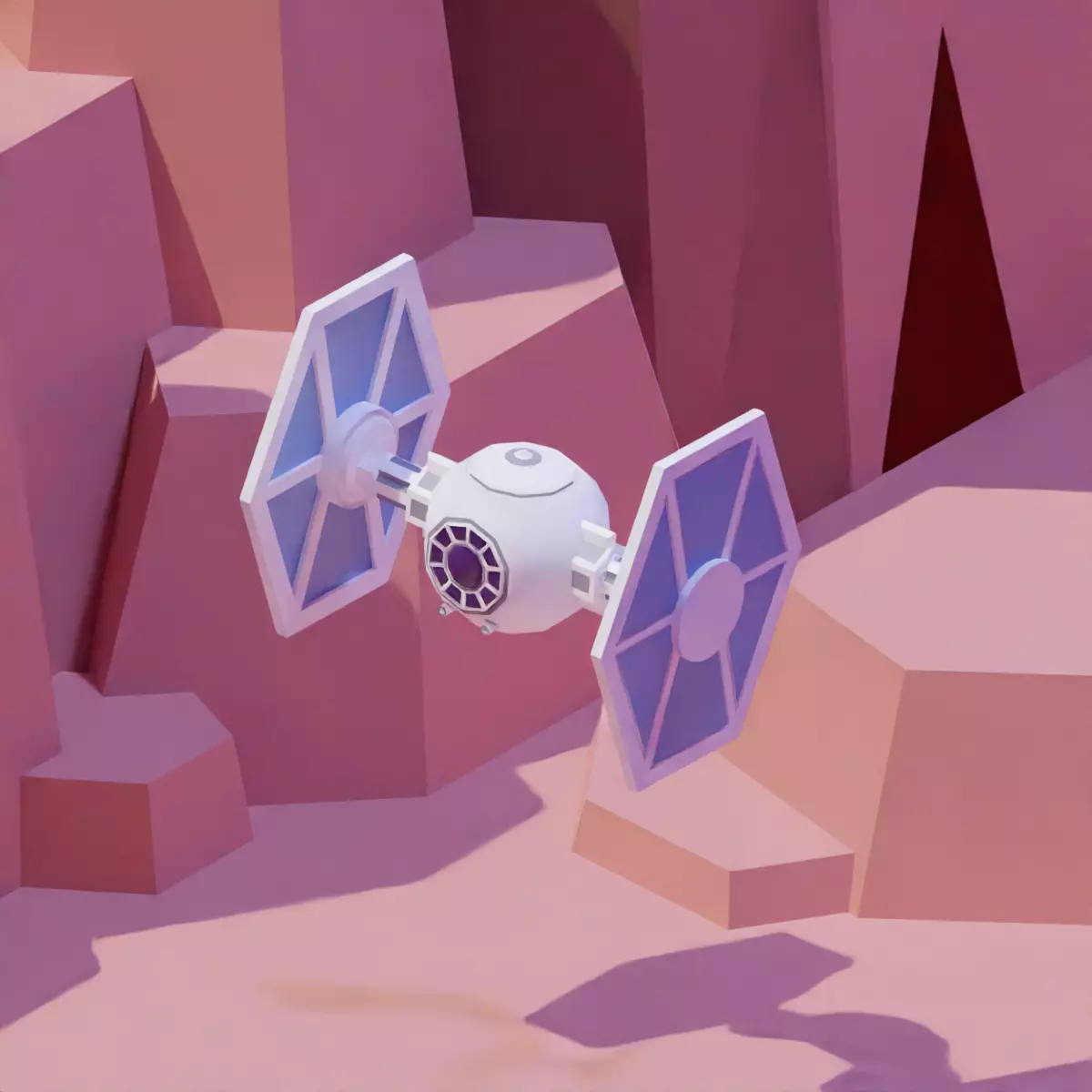 Tie Fighter Low-poly 3D model_0