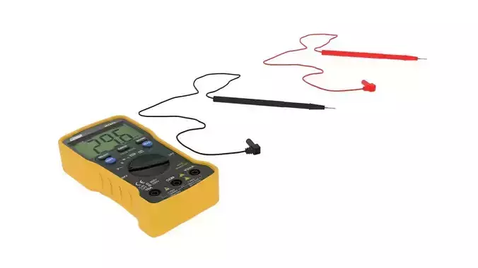 Multimeter With Multimeter Cables 3D model