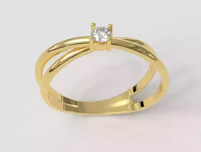 Crossing Solitaire Ring 3D print model