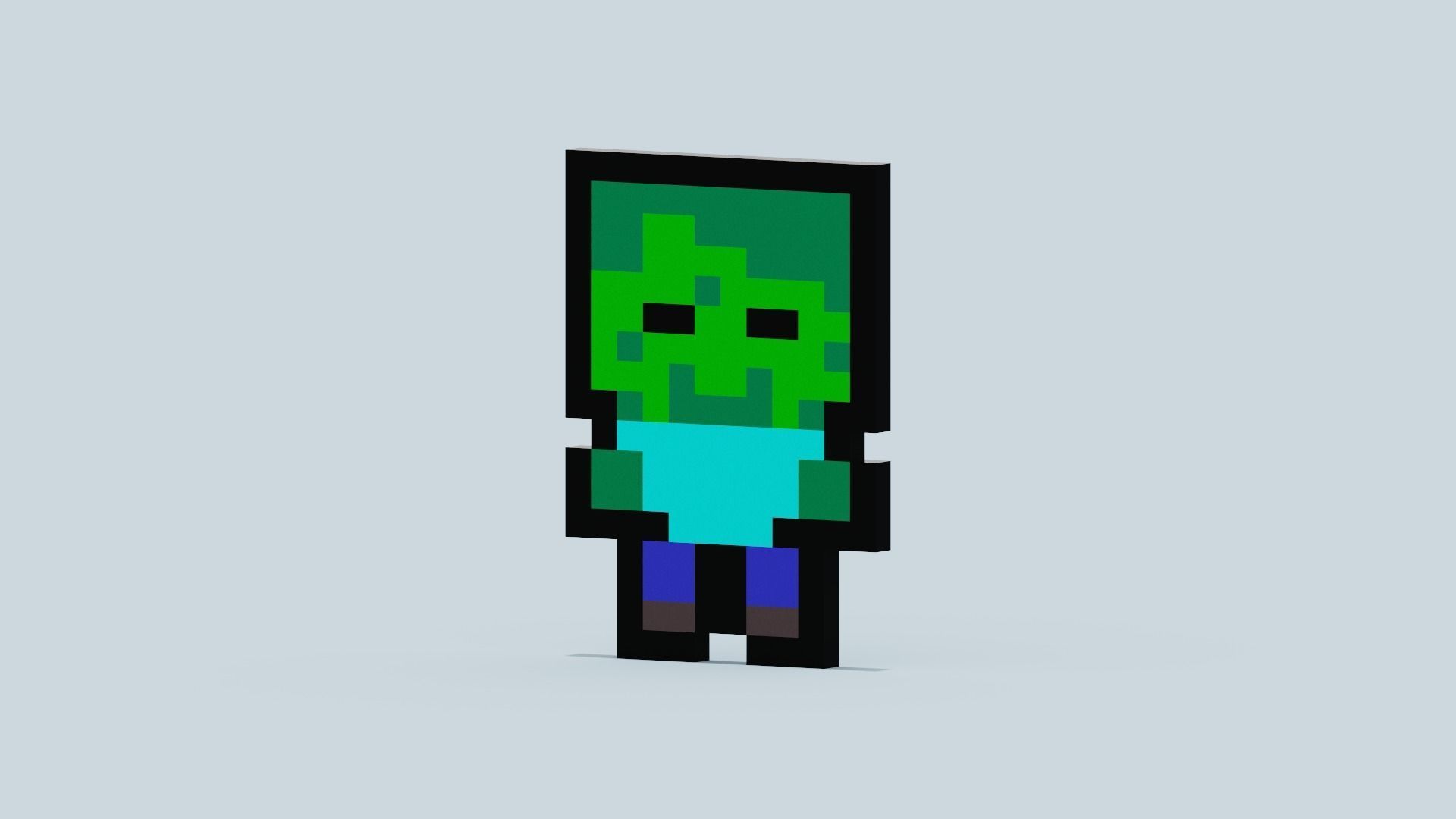 Pixel Zombie Low-poly 3D model_7
