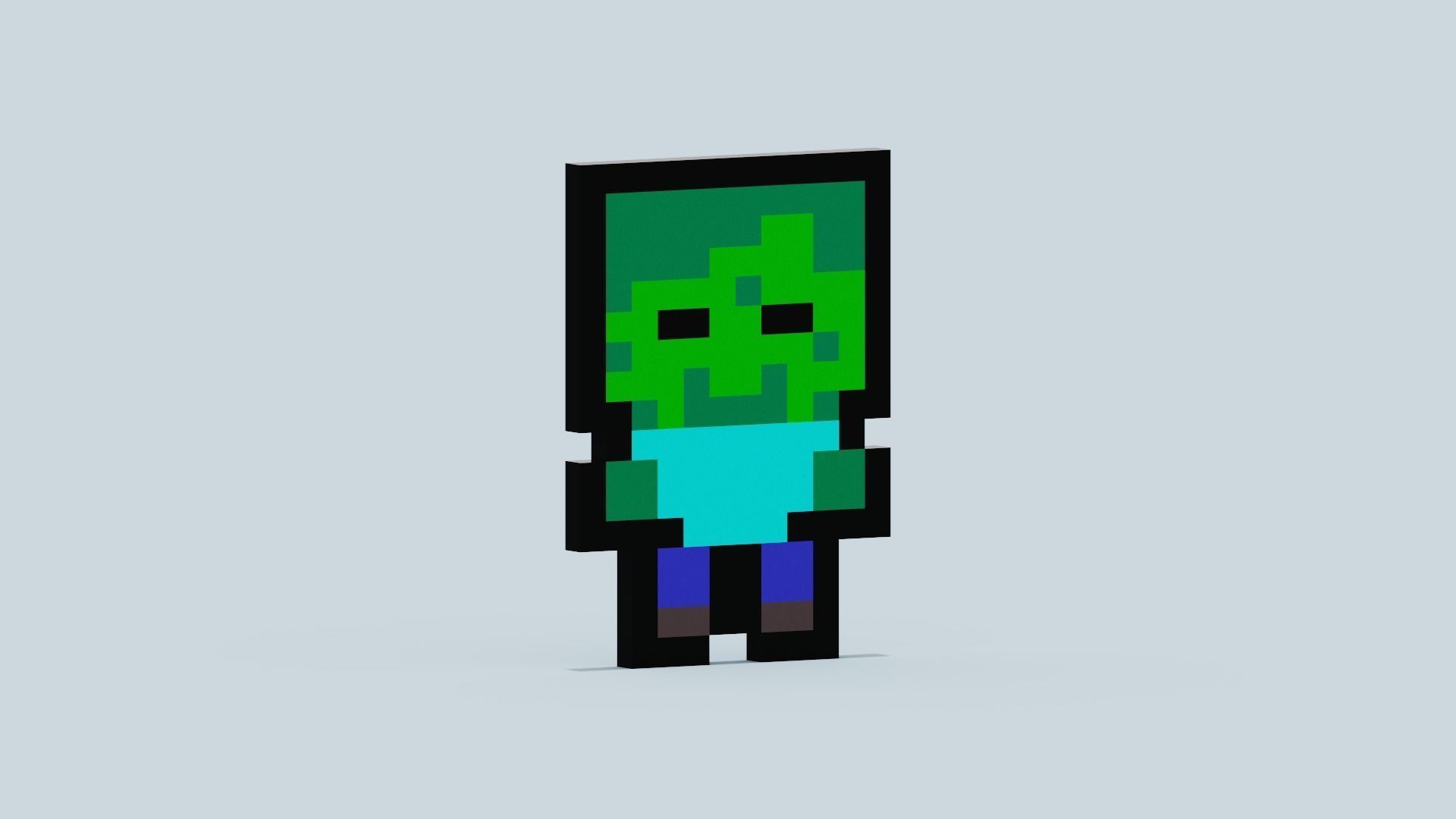 Pixel Zombie Low-poly 3D model_11