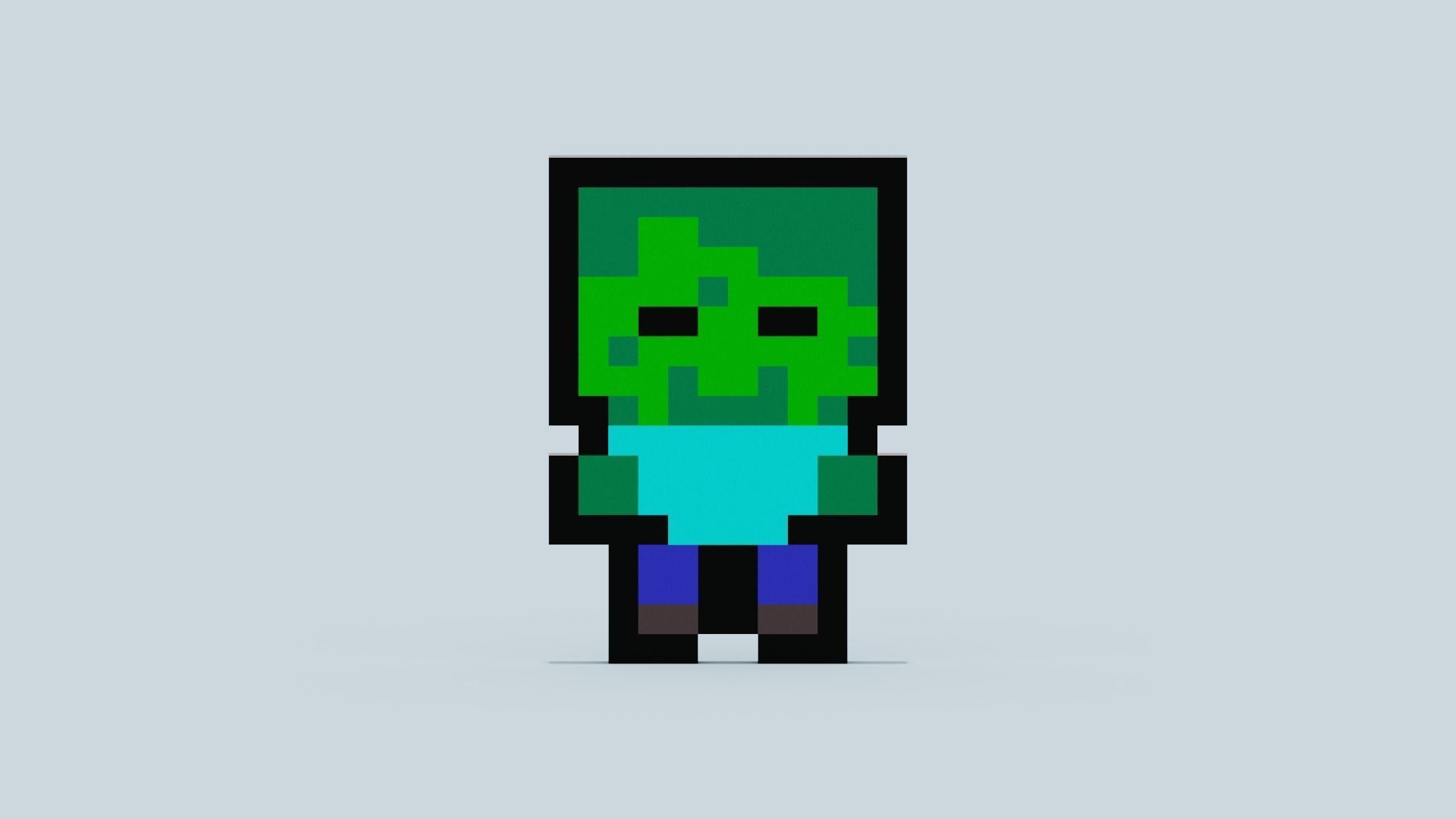 Pixel Zombie Low-poly 3D model_6