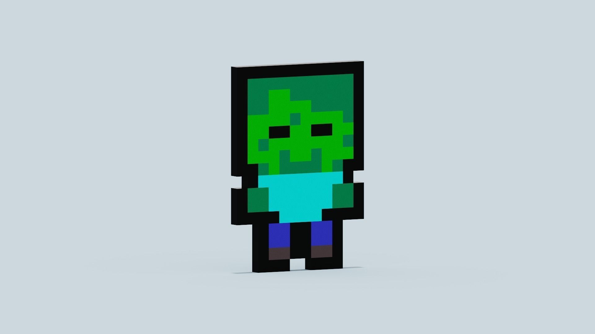 Pixel Zombie Low-poly 3D model_5