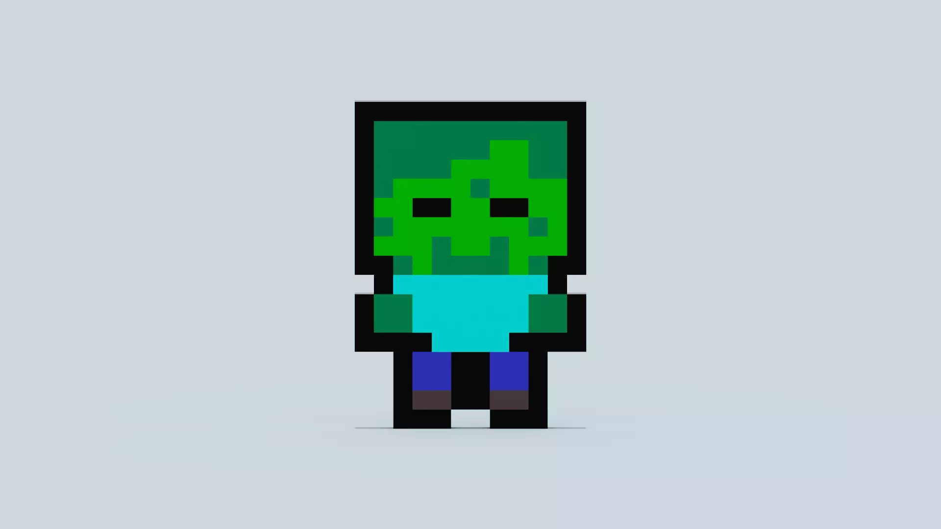 Pixel Zombie Low-poly 3D model_0