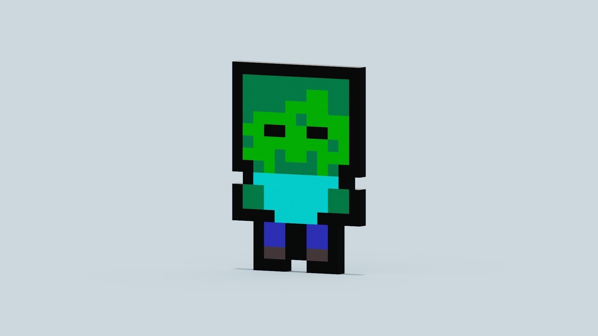 Pixel Zombie Low-poly 3D model_1