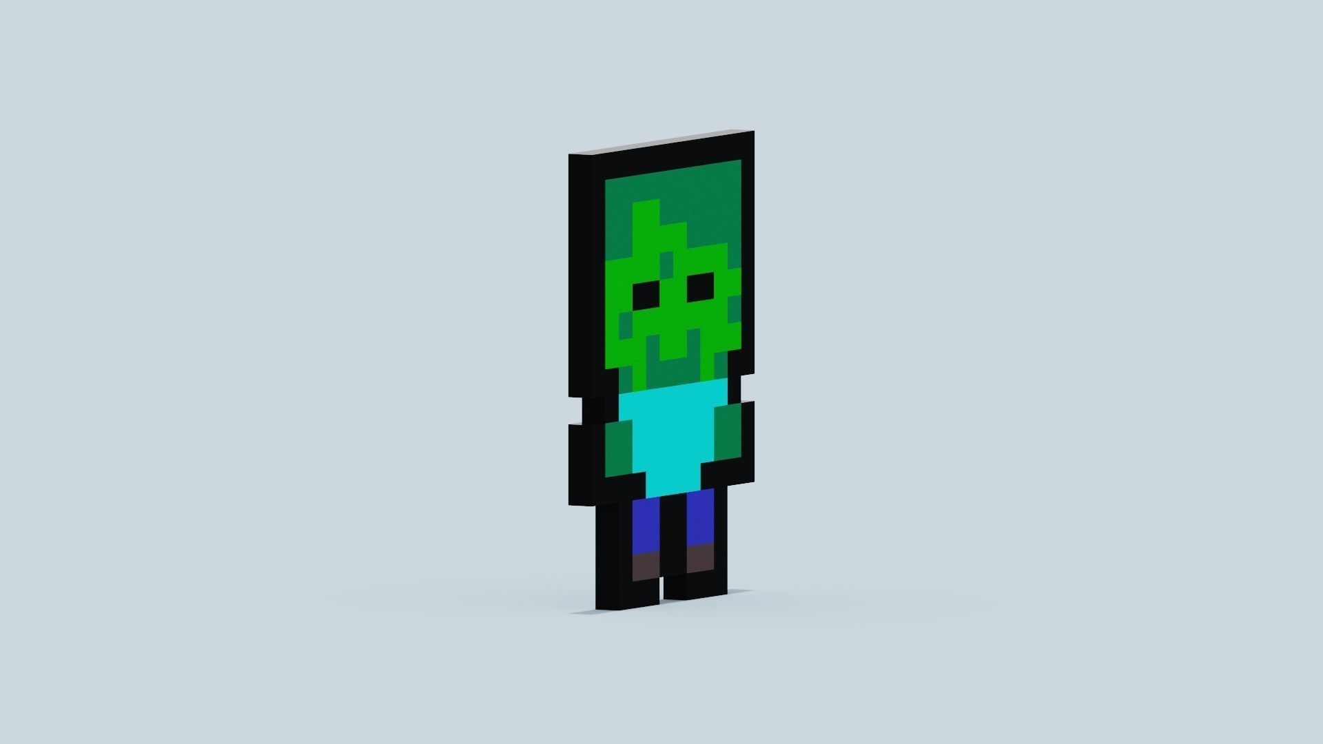 Pixel Zombie Low-poly 3D model_4