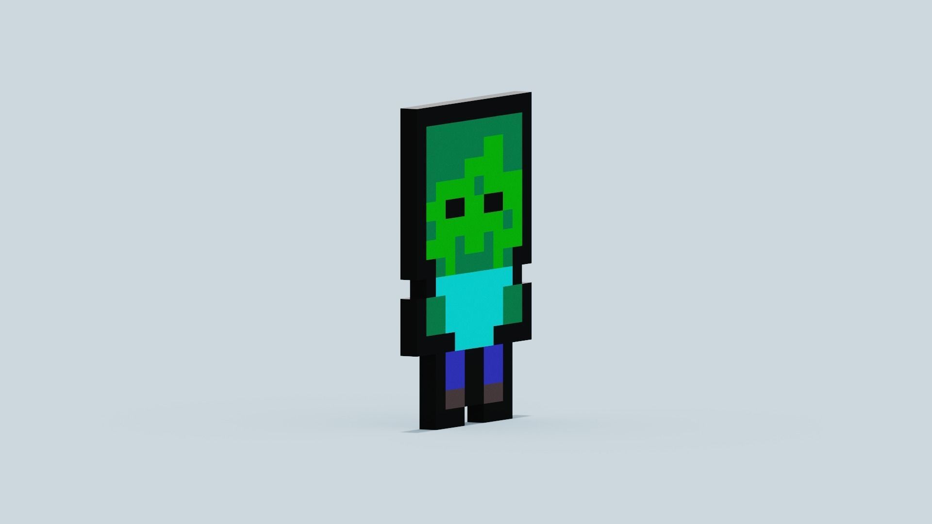 Pixel Zombie Low-poly 3D model_10