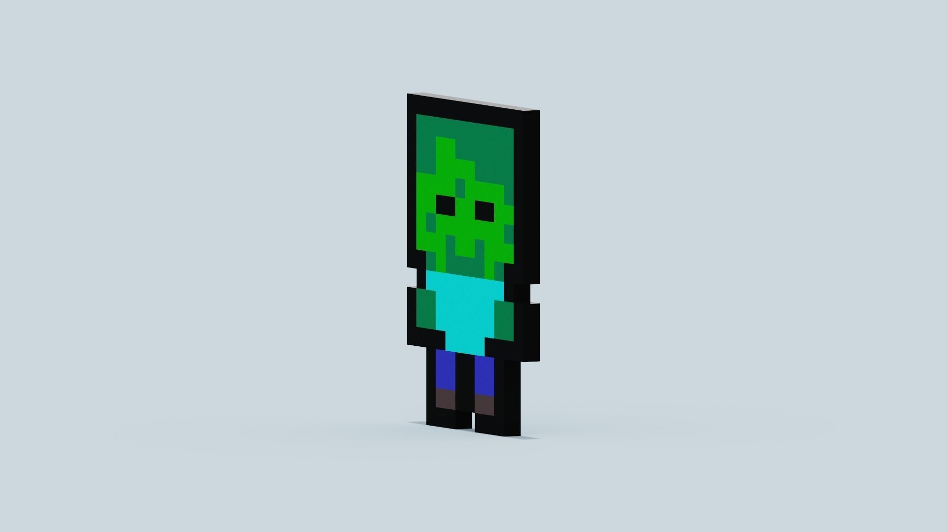Pixel Zombie Low-poly 3D model_8