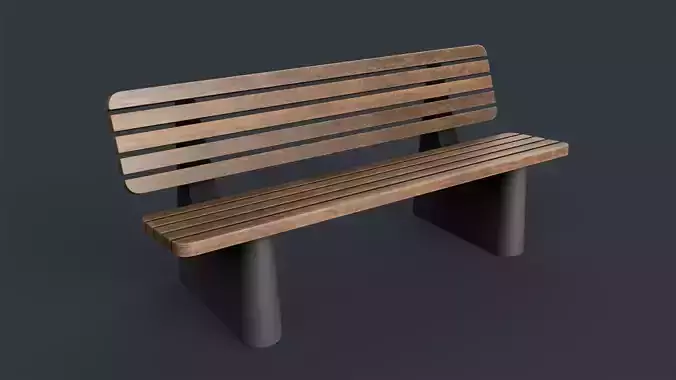 Modern Outdoor Bench 45 PBR Game Ready Low-poly 3D model