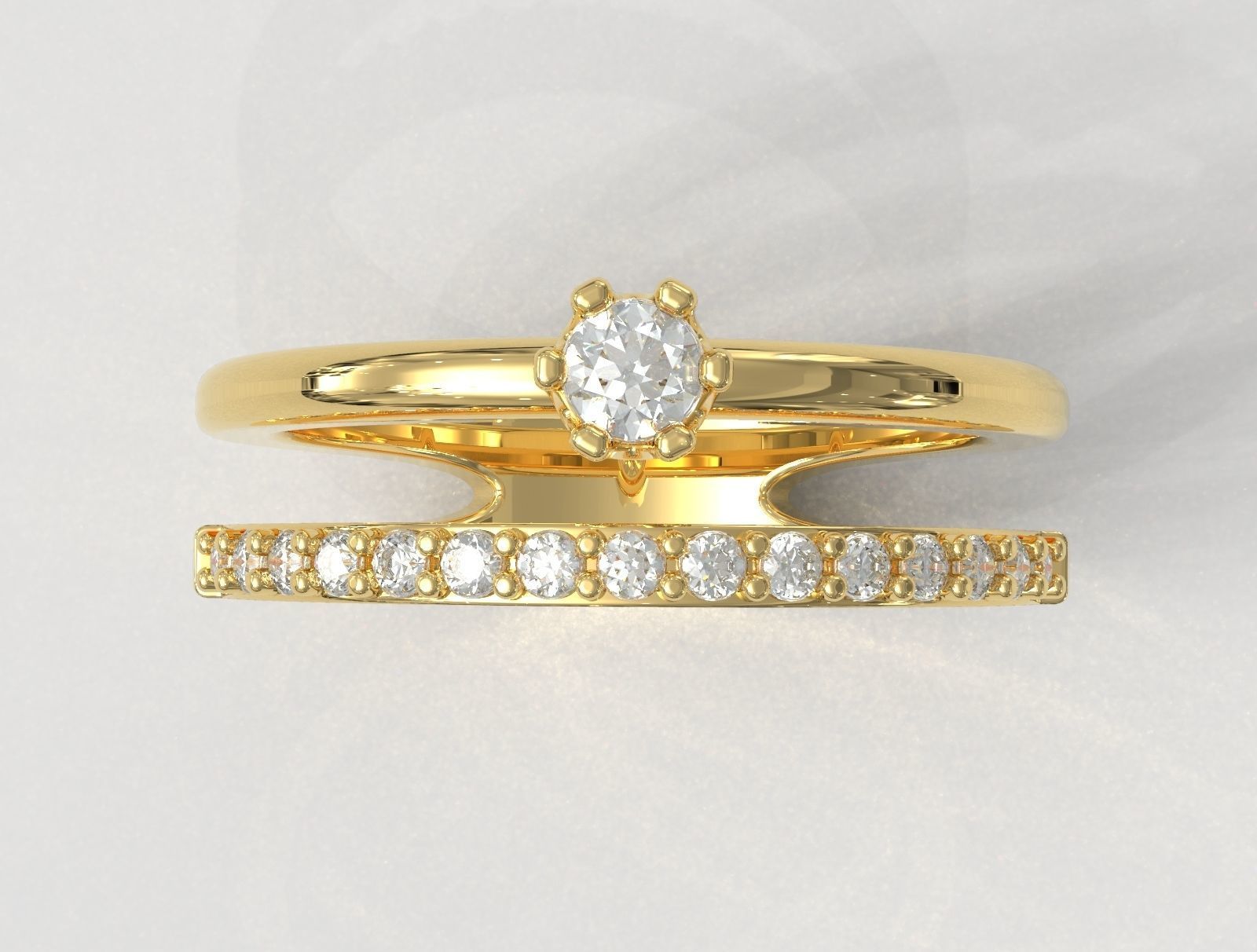 3mm Engagement Ring 3D print model_2