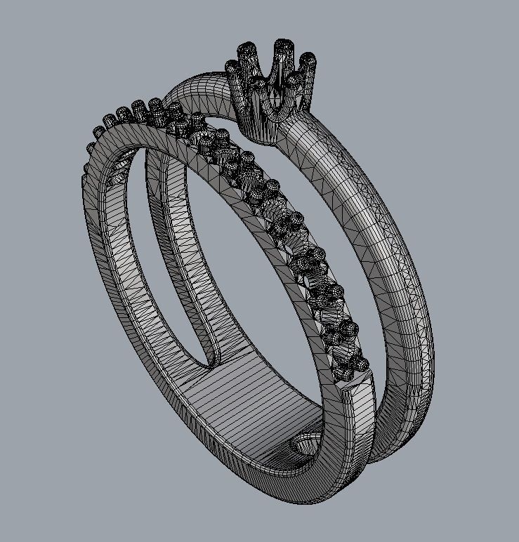 3mm Engagement Ring 3D print model_13