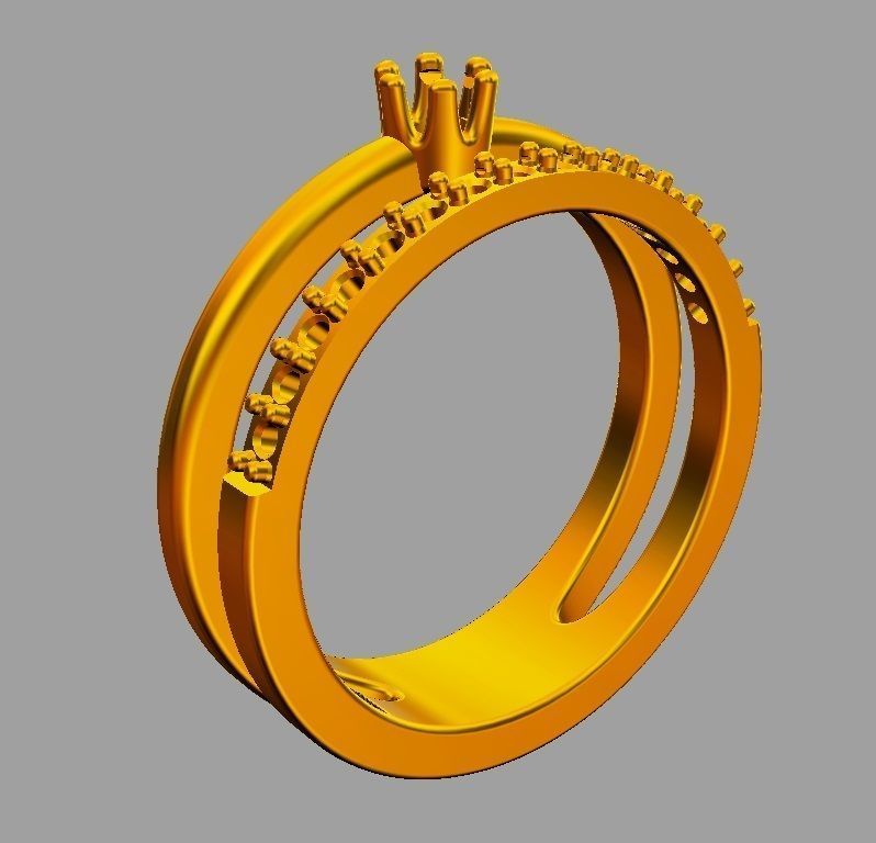 3mm Engagement Ring 3D print model_11