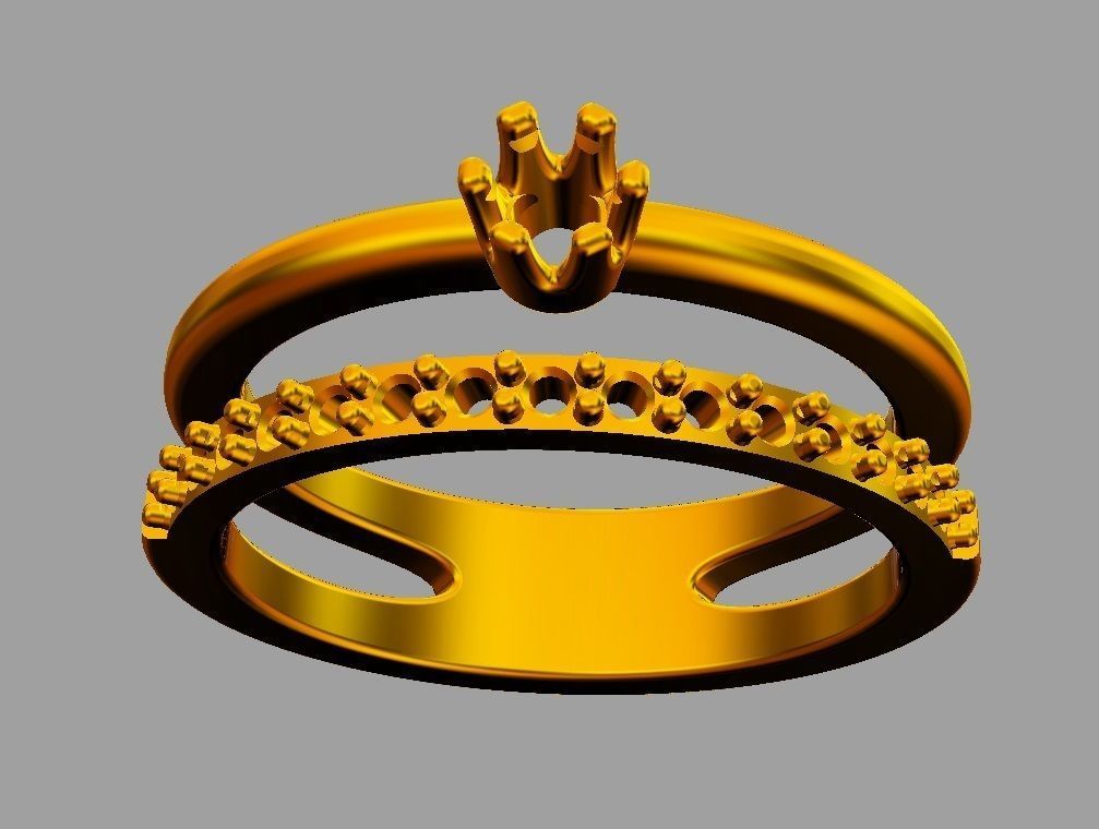 3mm Engagement Ring 3D print model_10