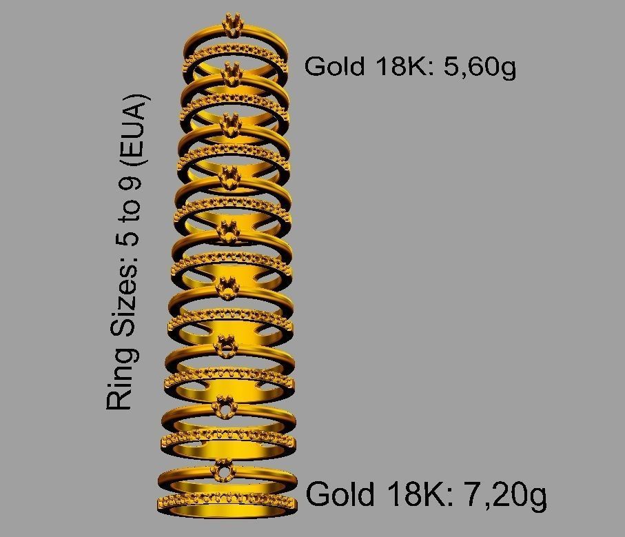 3mm Engagement Ring 3D print model_7