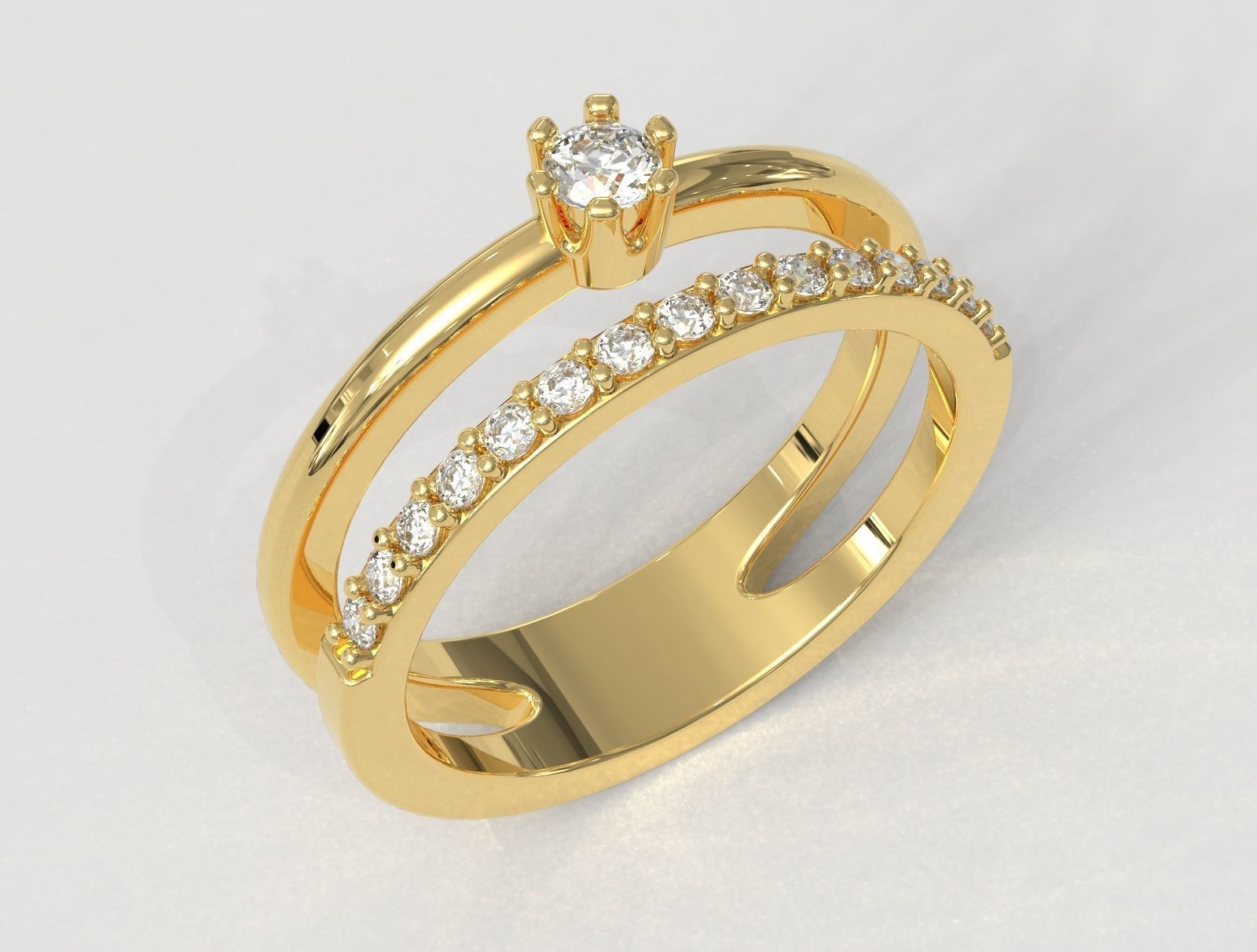 3mm Engagement Ring 3D print model_1