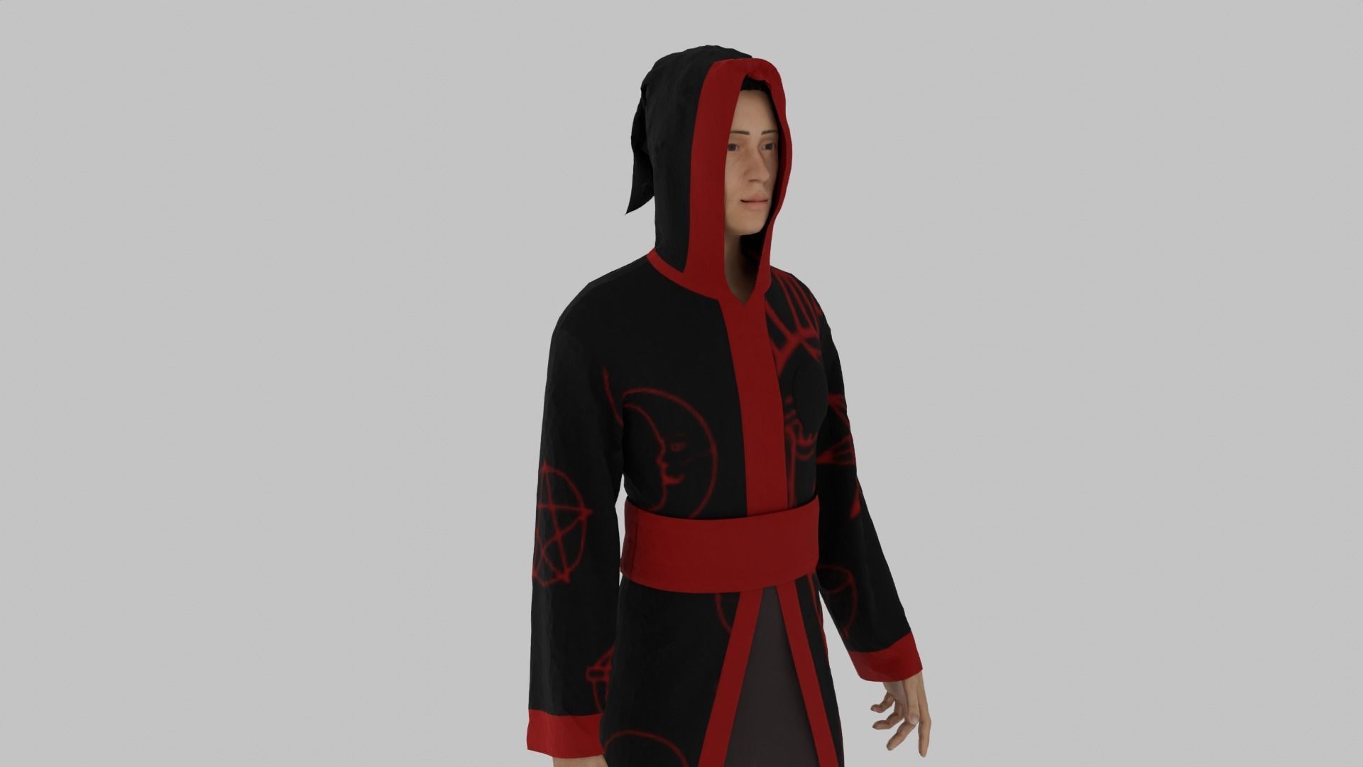 Wizard man in robe Low-poly 3D model_6