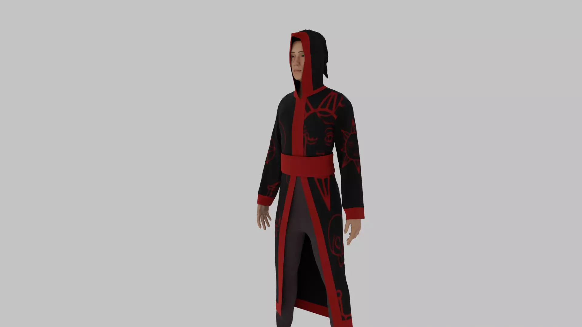Wizard man in robe Low-poly 3D model_0