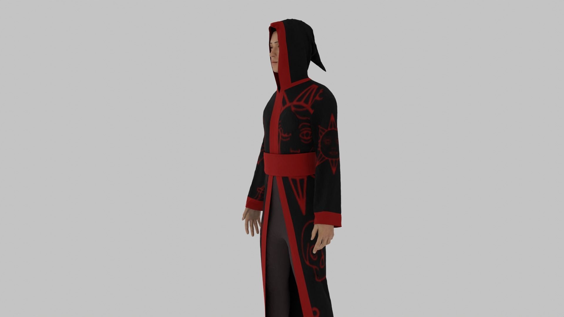 Wizard man in robe Low-poly 3D model_7