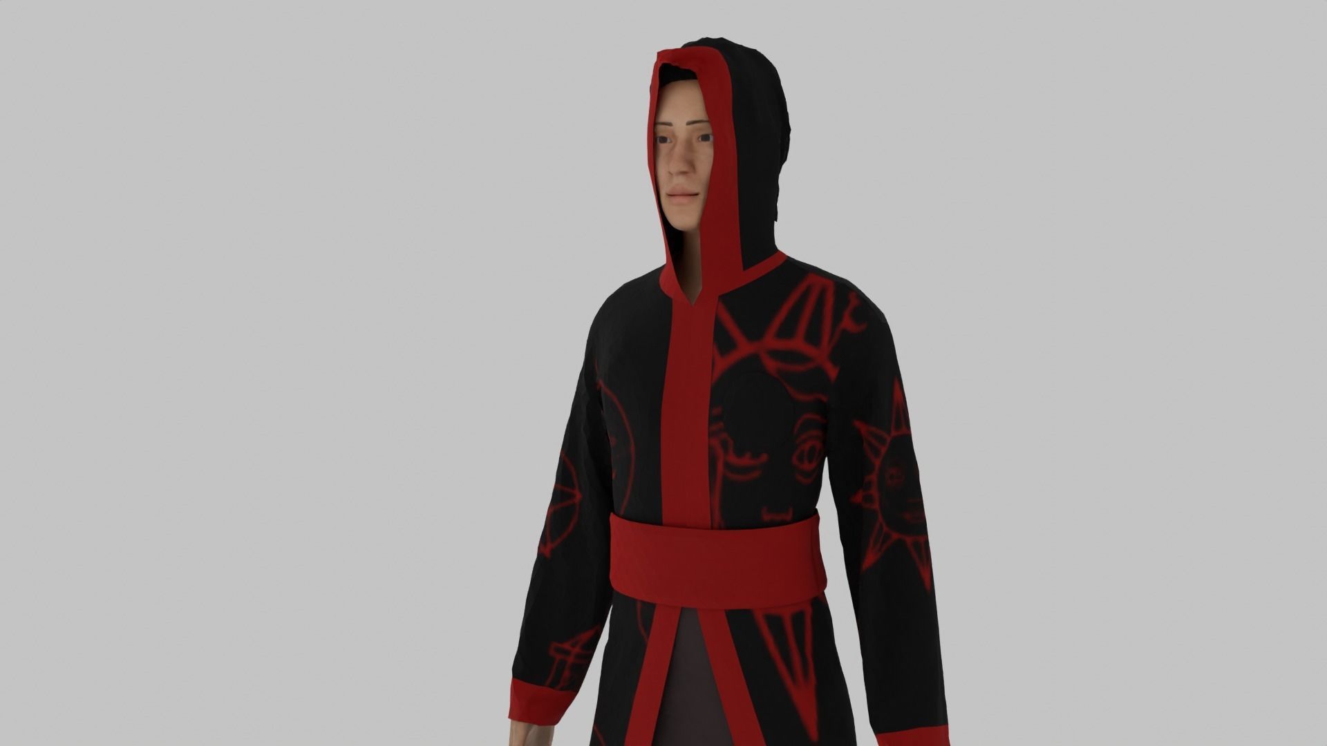 Wizard man in robe Low-poly 3D model_2