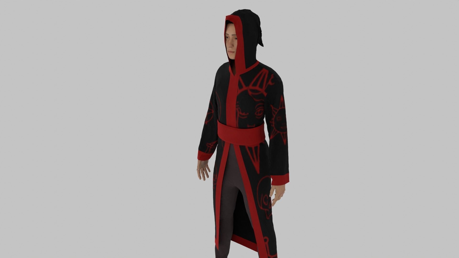 Wizard man in robe Low-poly 3D model_4