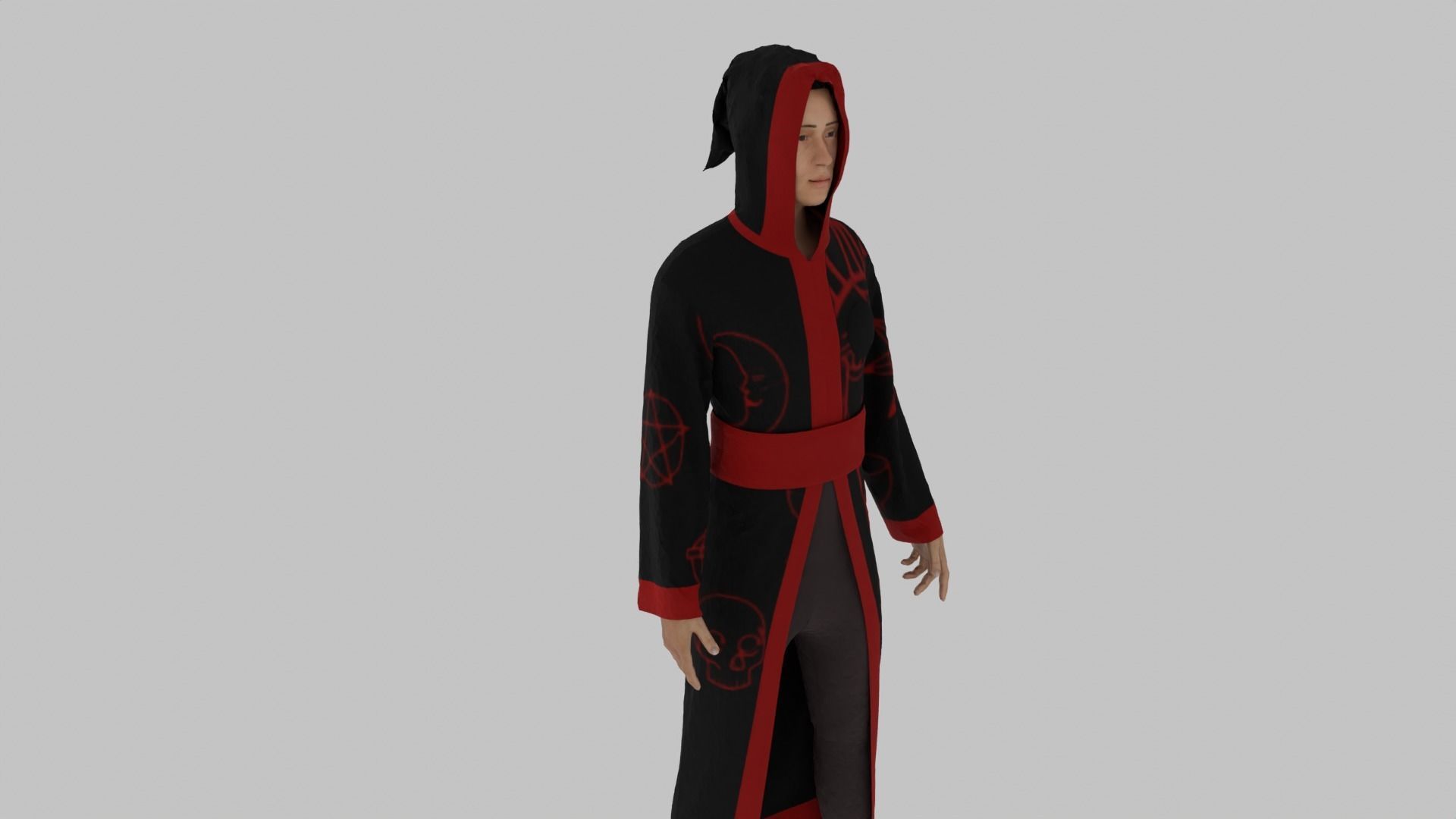 Wizard man in robe Low-poly 3D model_1