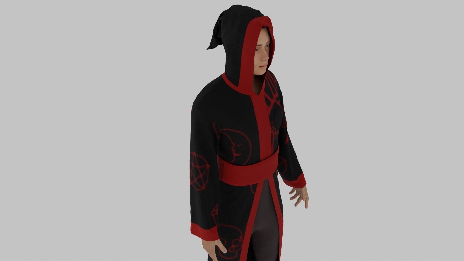 Wizard man in robe Low-poly 3D model_5