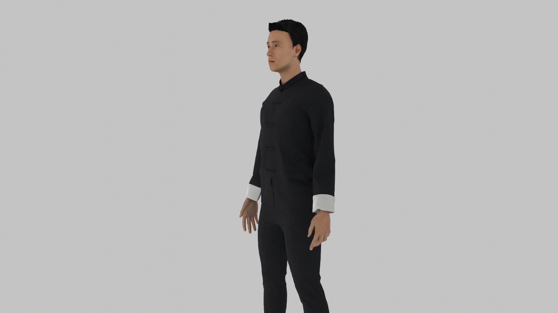 Kung Fu Fighter Low-poly 3D model_7