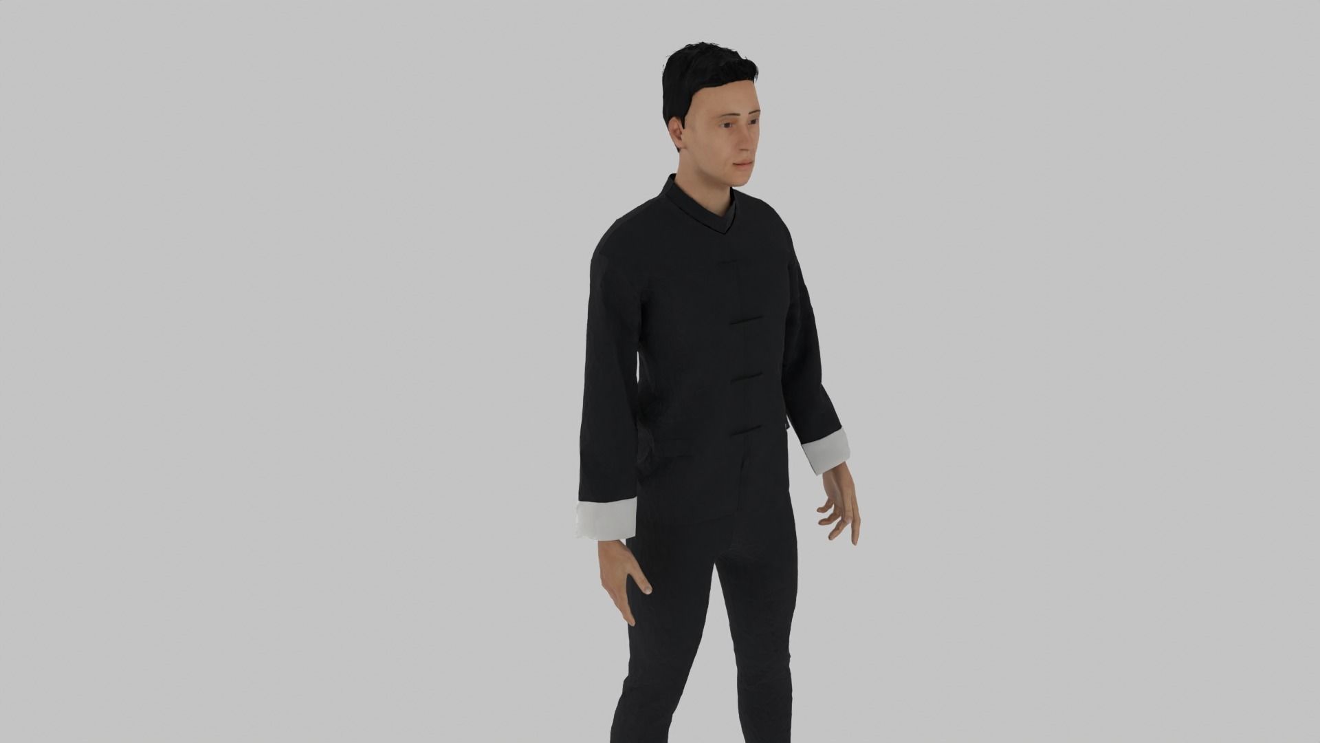 Kung Fu Fighter Low-poly 3D model_2