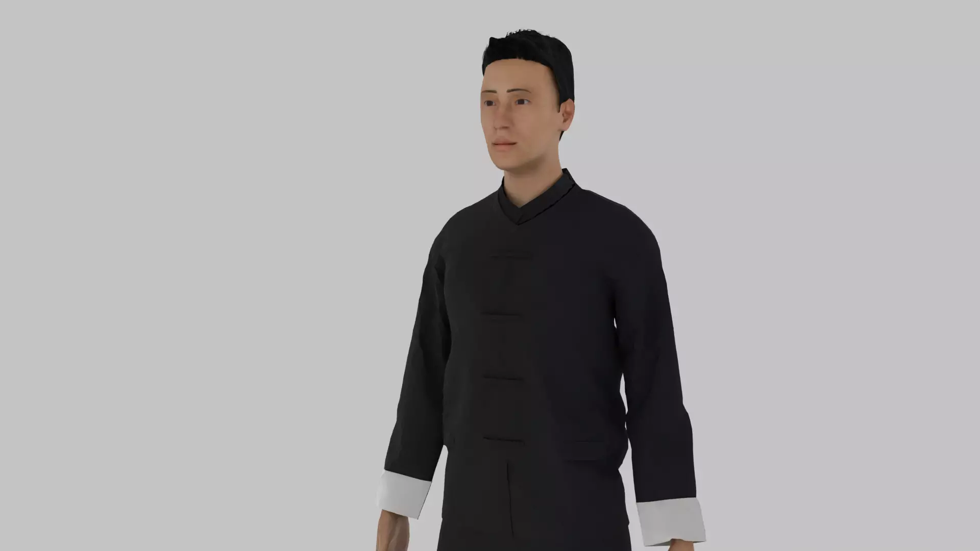 Kung Fu Fighter Low-poly 3D model_0
