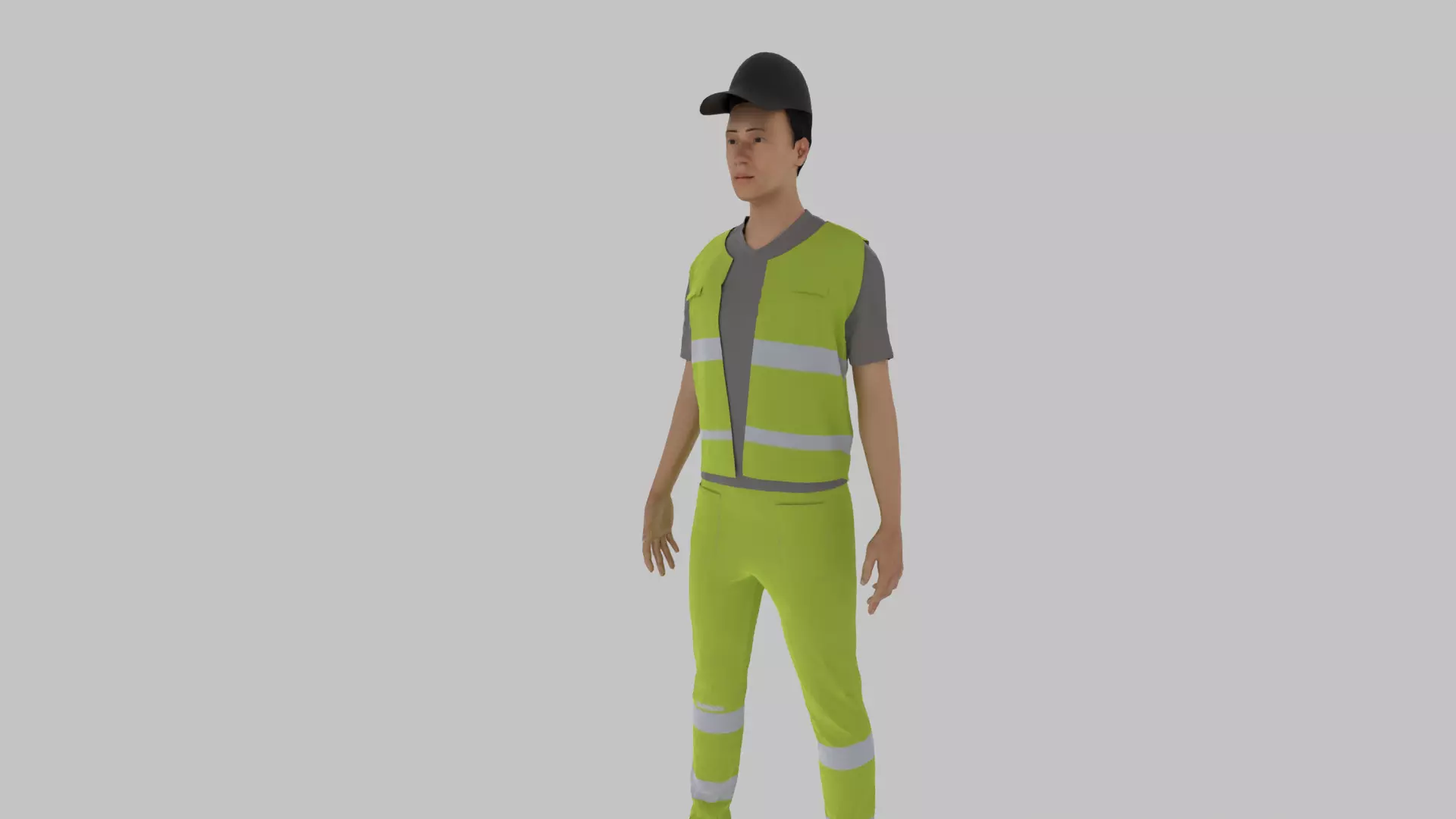 Trash Worker Low-poly 3D model_0