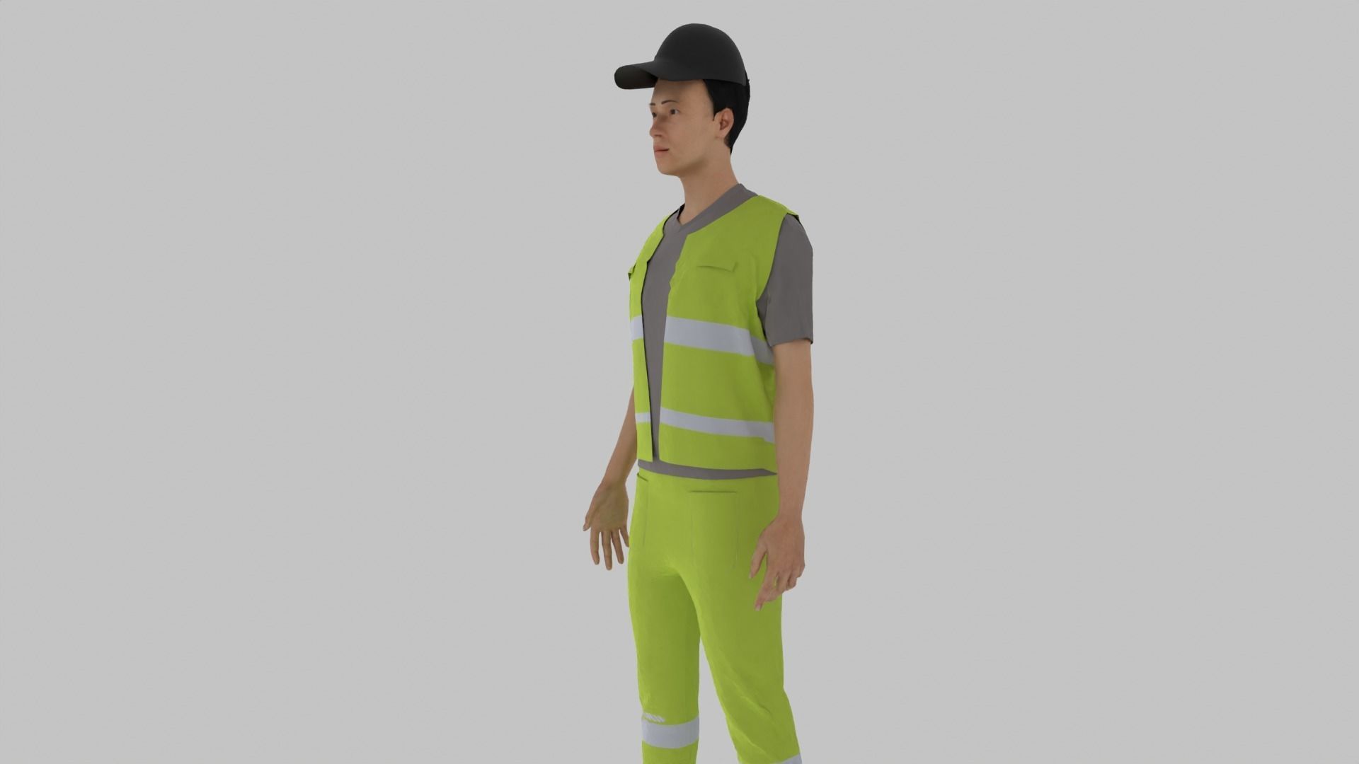 Trash Worker Low-poly 3D model_7