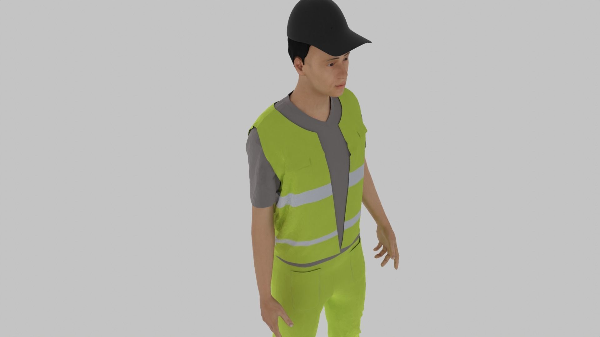 Trash Worker Low-poly 3D model_5