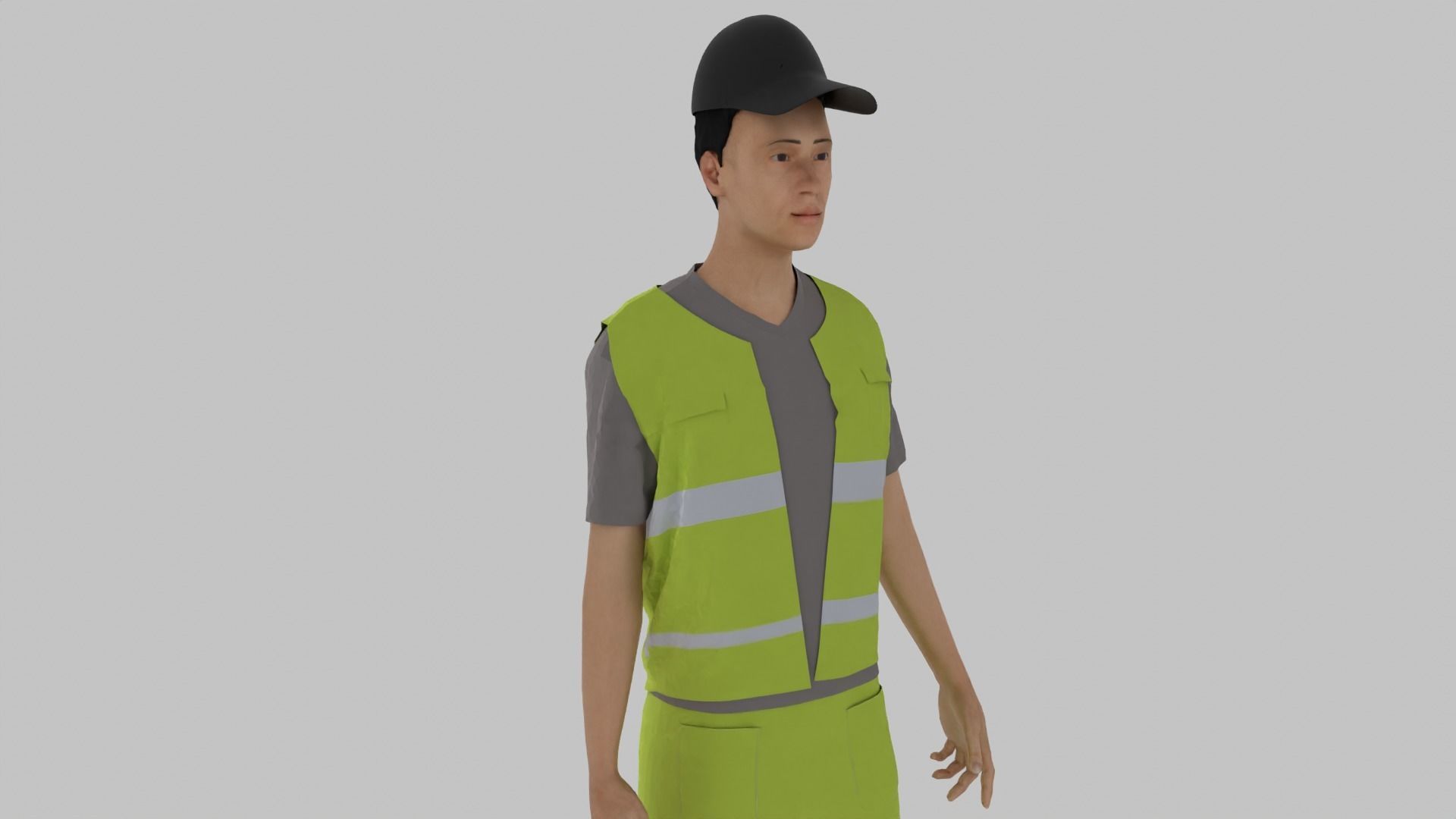 Trash Worker Low-poly 3D model_6