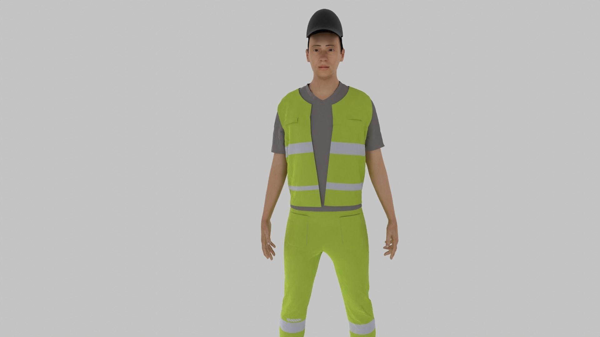 Trash Worker Low-poly 3D model_3