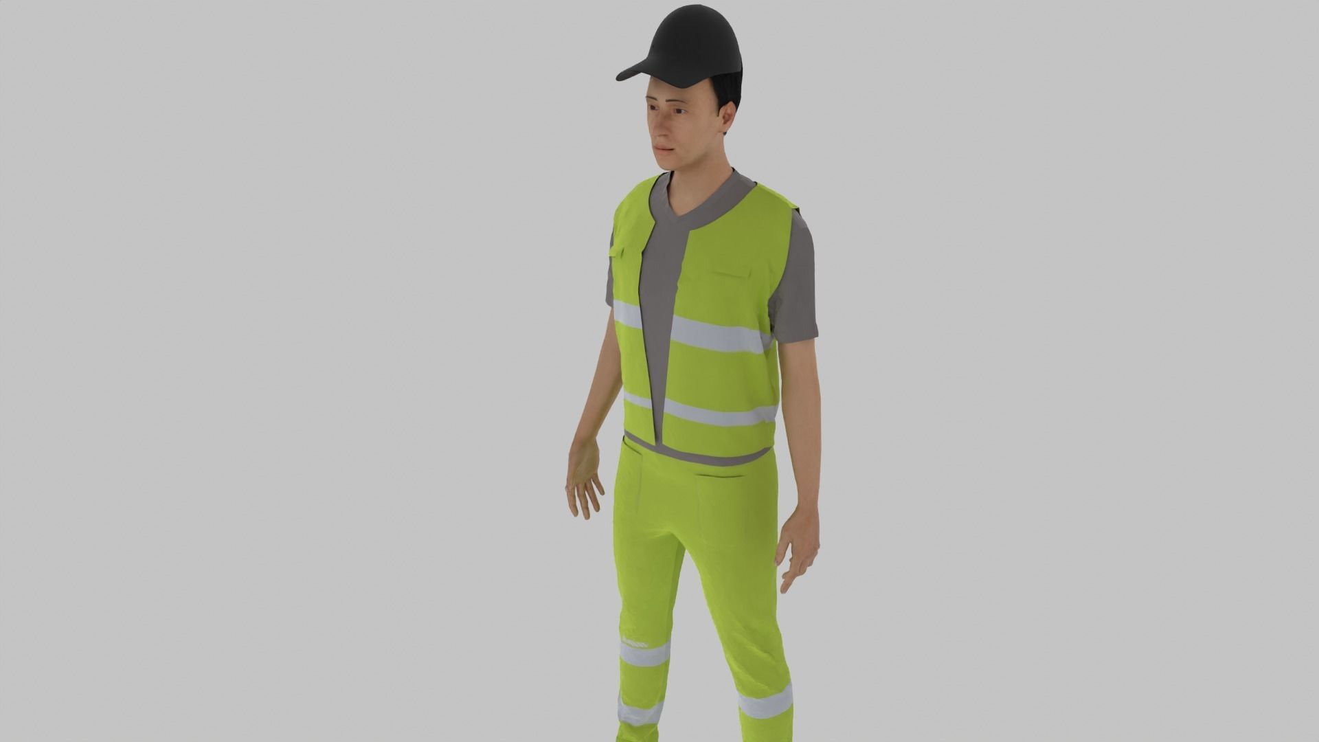 Trash Worker Low-poly 3D model_4