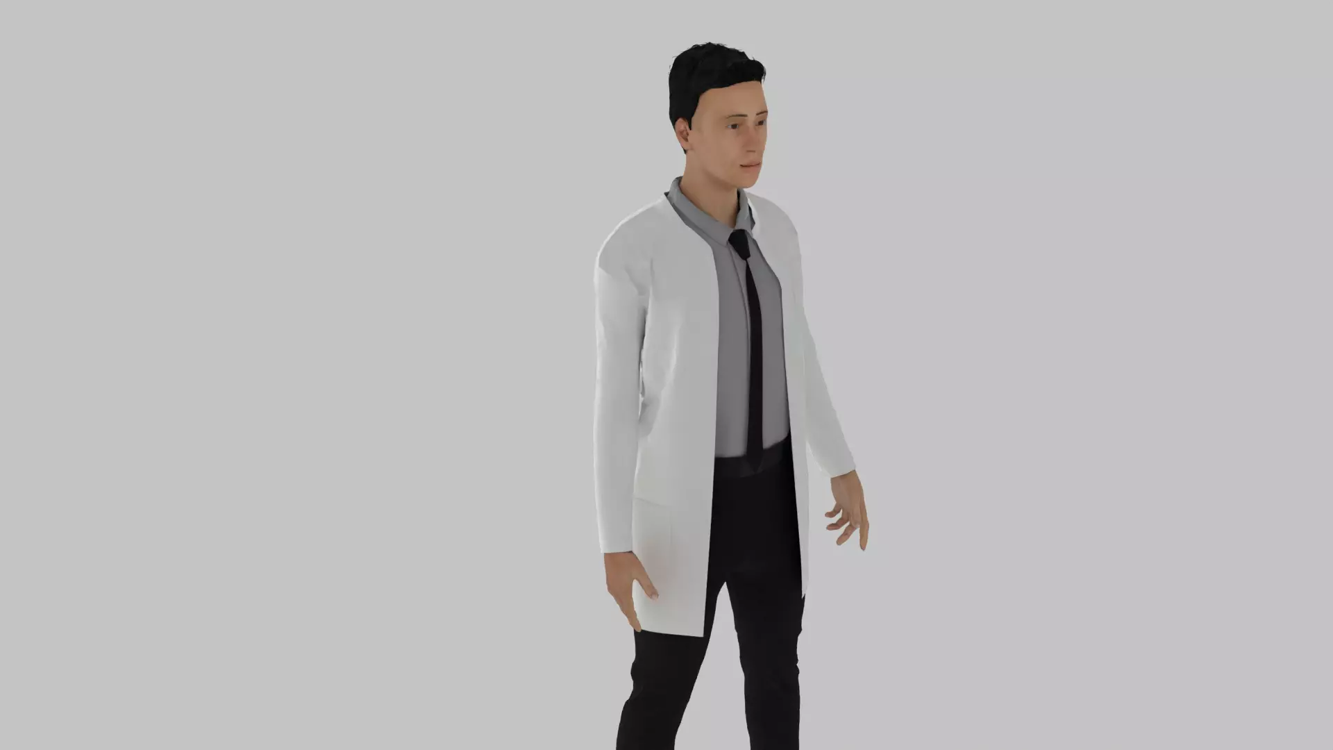 Doctor man in lab coat Low-poly 3D model_0