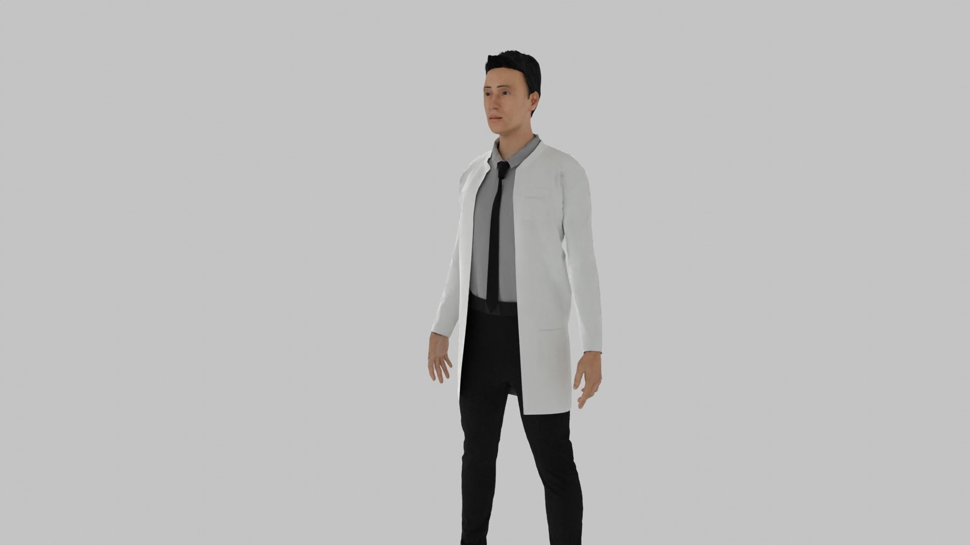 Doctor man in lab coat Low-poly 3D model_1