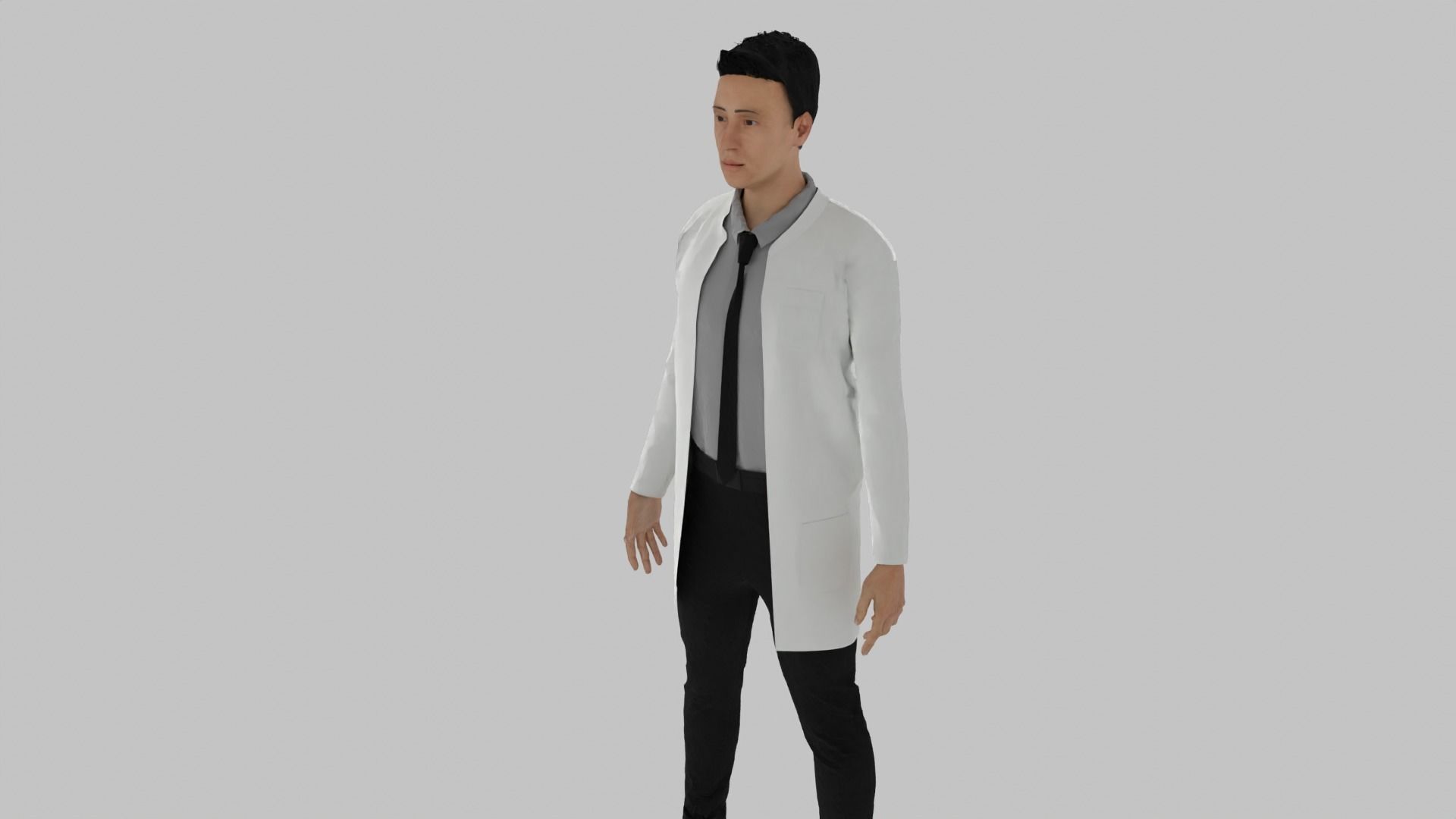 Doctor man in lab coat Low-poly 3D model_4