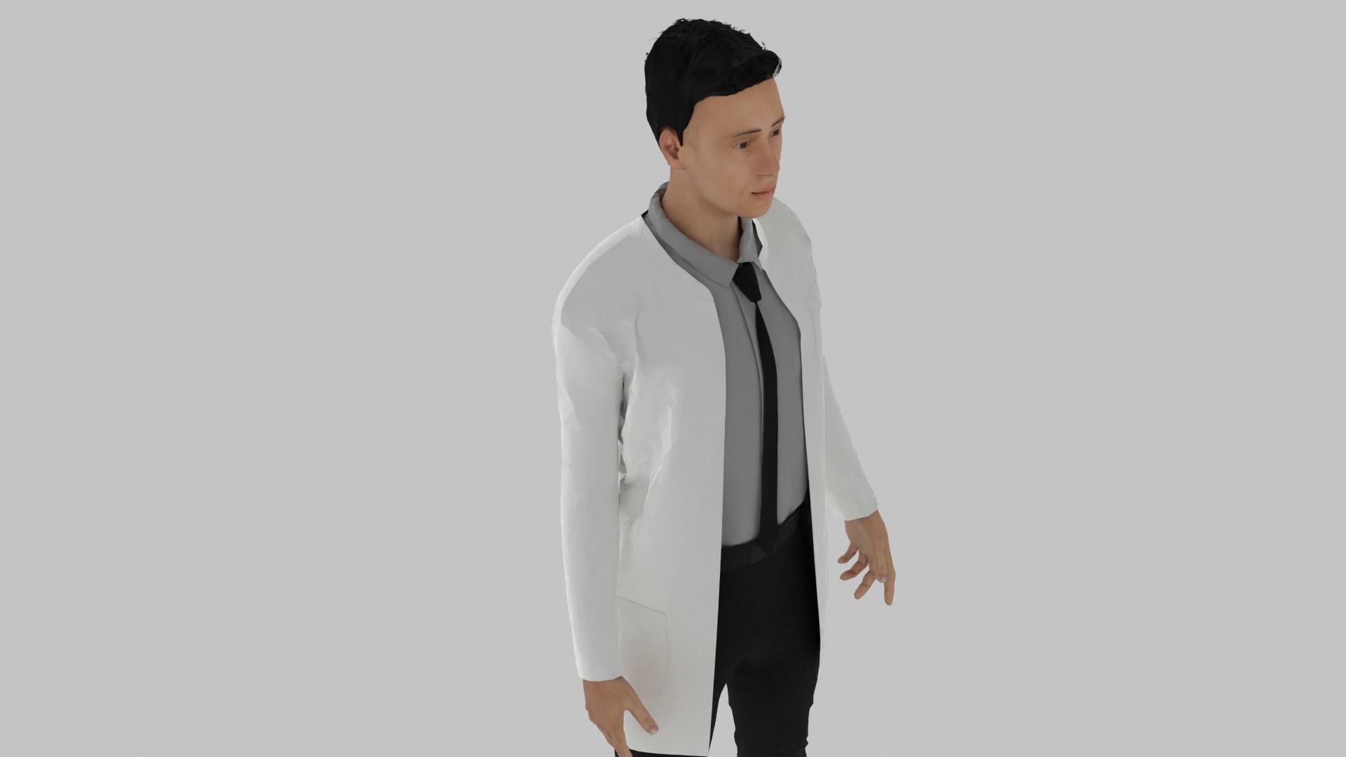Doctor man in lab coat Low-poly 3D model_5
